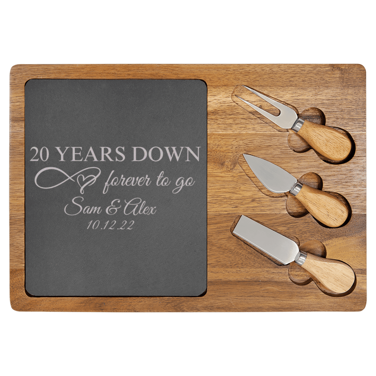 Personalized 20 Years Down Wood Slate Serving Tray for her, Customized Gifts for Women by Groovy Girl Gifts