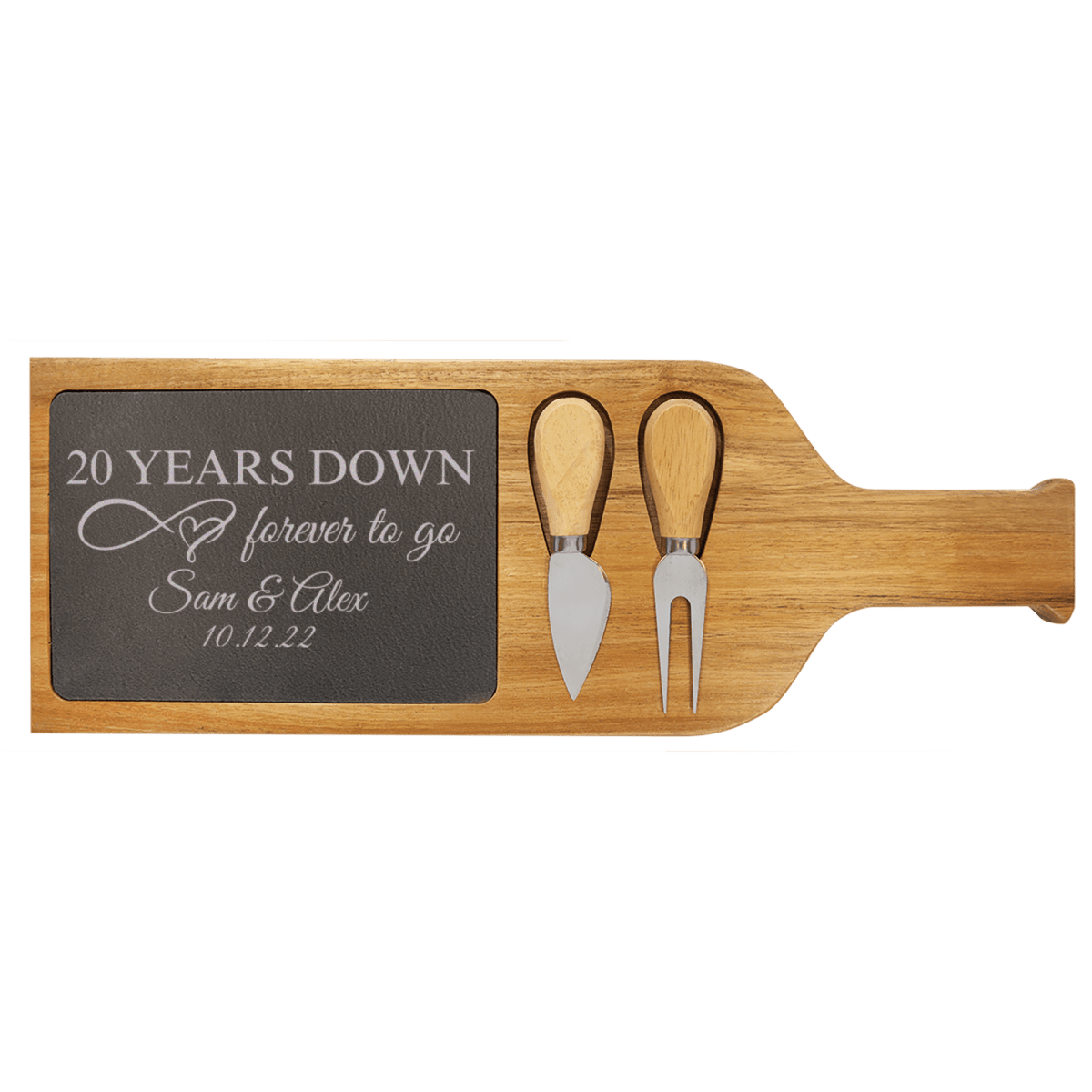 Personalized 20 Years Down Wood Slate Serving Tray With Handle for her, Customized Gifts for Women by Groovy Girl Gifts