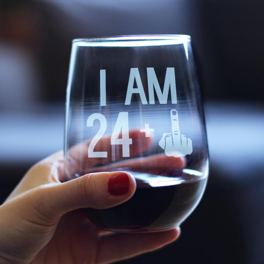 Personalized 25th Birthday Stemless Wine Glass for her, Customized Gifts for Women by Groovy Girl Gifts