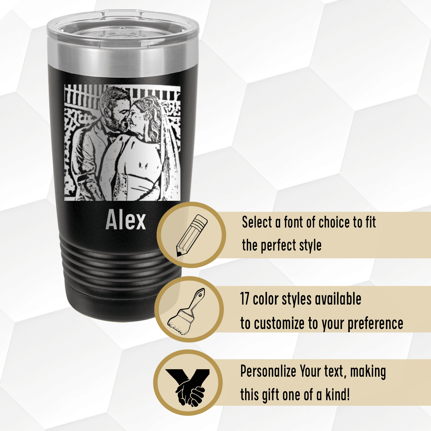 Personalized Anniversary Photo Custom Laser Engraved Tumbler for her, Customized Gifts for Women by Groovy Girl Gifts