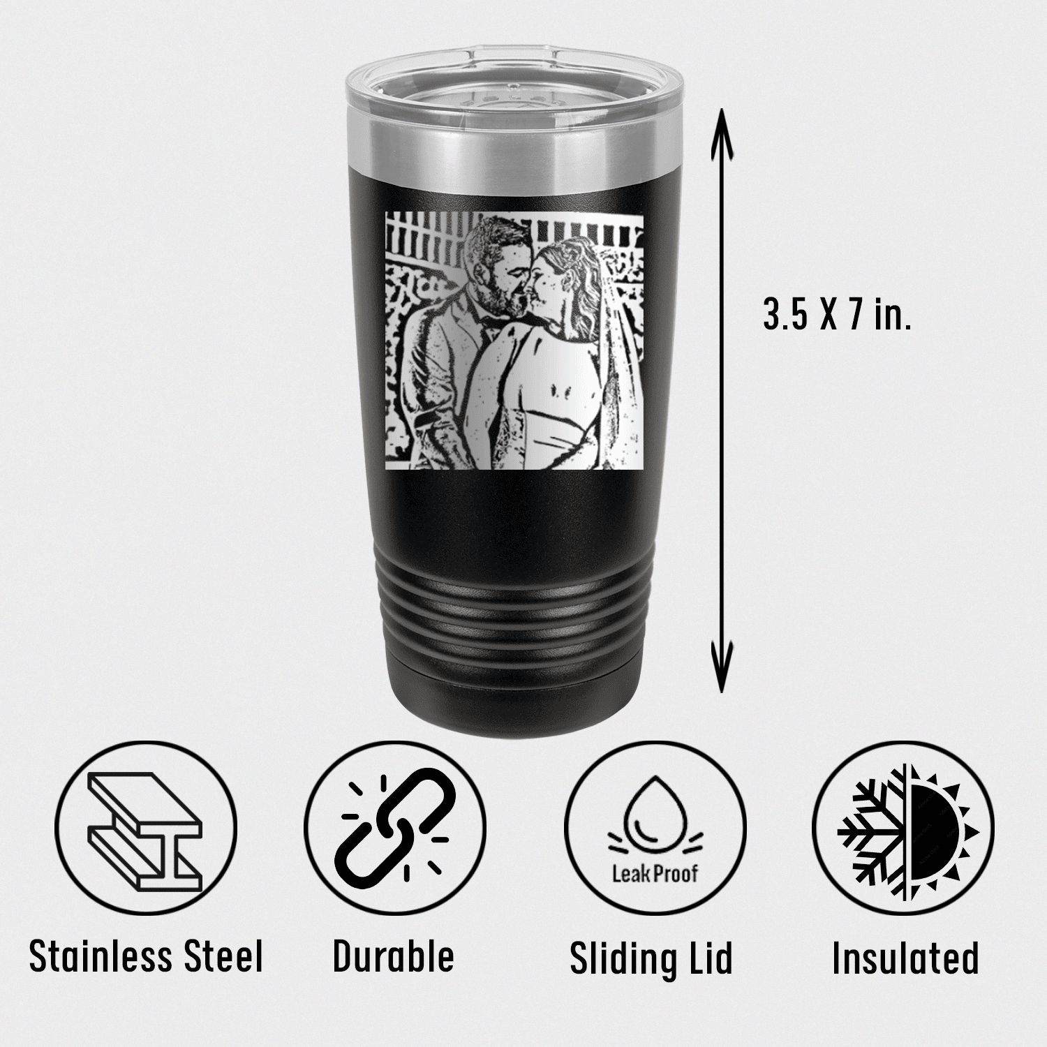 Personalized Anniversary Photo Custom Laser Engraved Tumbler for her, Customized Gifts for Women by Groovy Girl Gifts