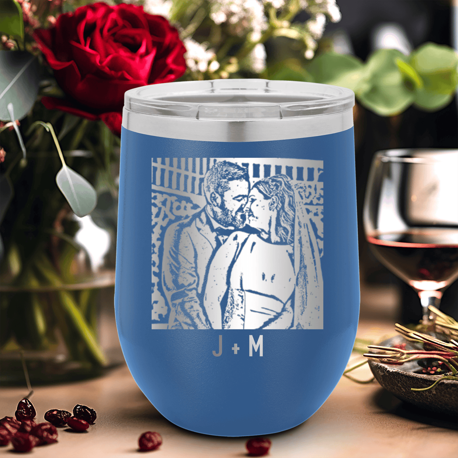 Personalized Anniversary Photo - Custom Laser Engraved Wine Tumbler for her, Customized Gifts for Women by Groovy Girl Gifts
