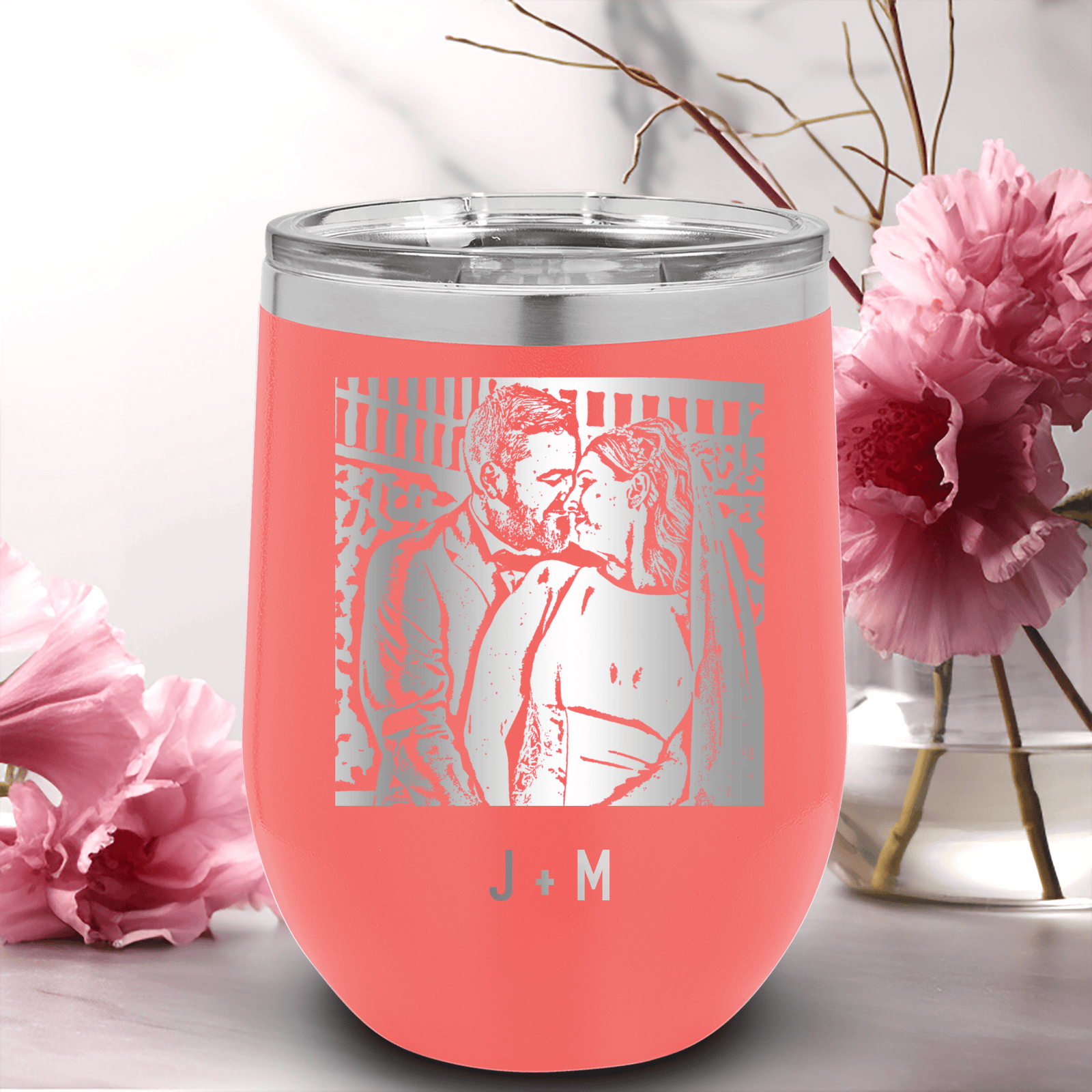 Personalized Anniversary Photo - Custom Laser Engraved Wine Tumbler for her, Customized Gifts for Women by Groovy Girl Gifts