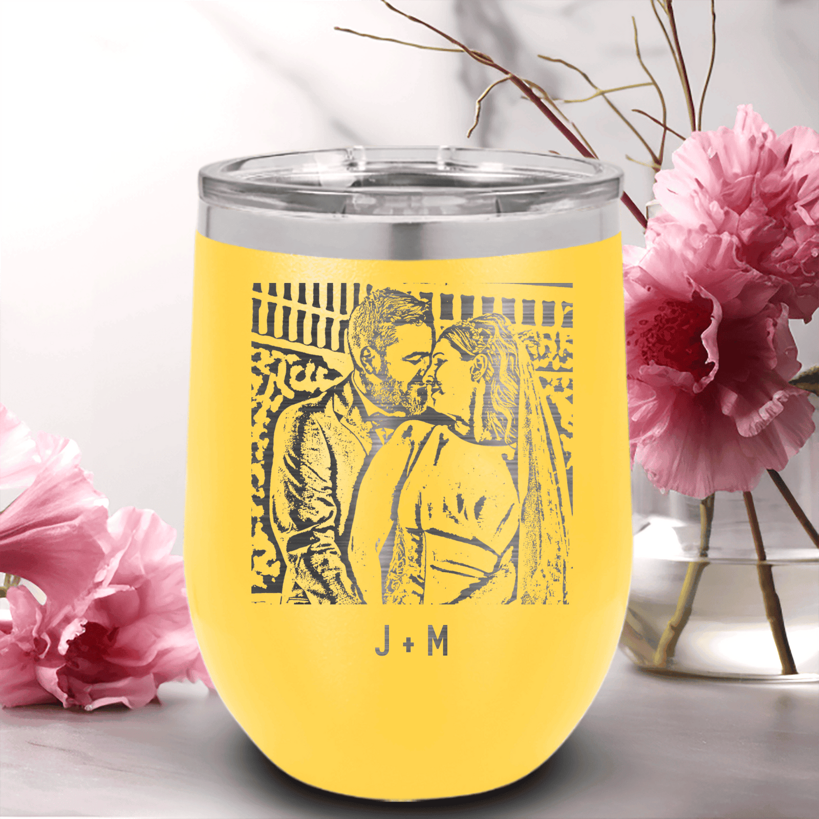 Personalized Anniversary Photo - Custom Laser Engraved Wine Tumbler for her, Customized Gifts for Women by Groovy Girl Gifts
