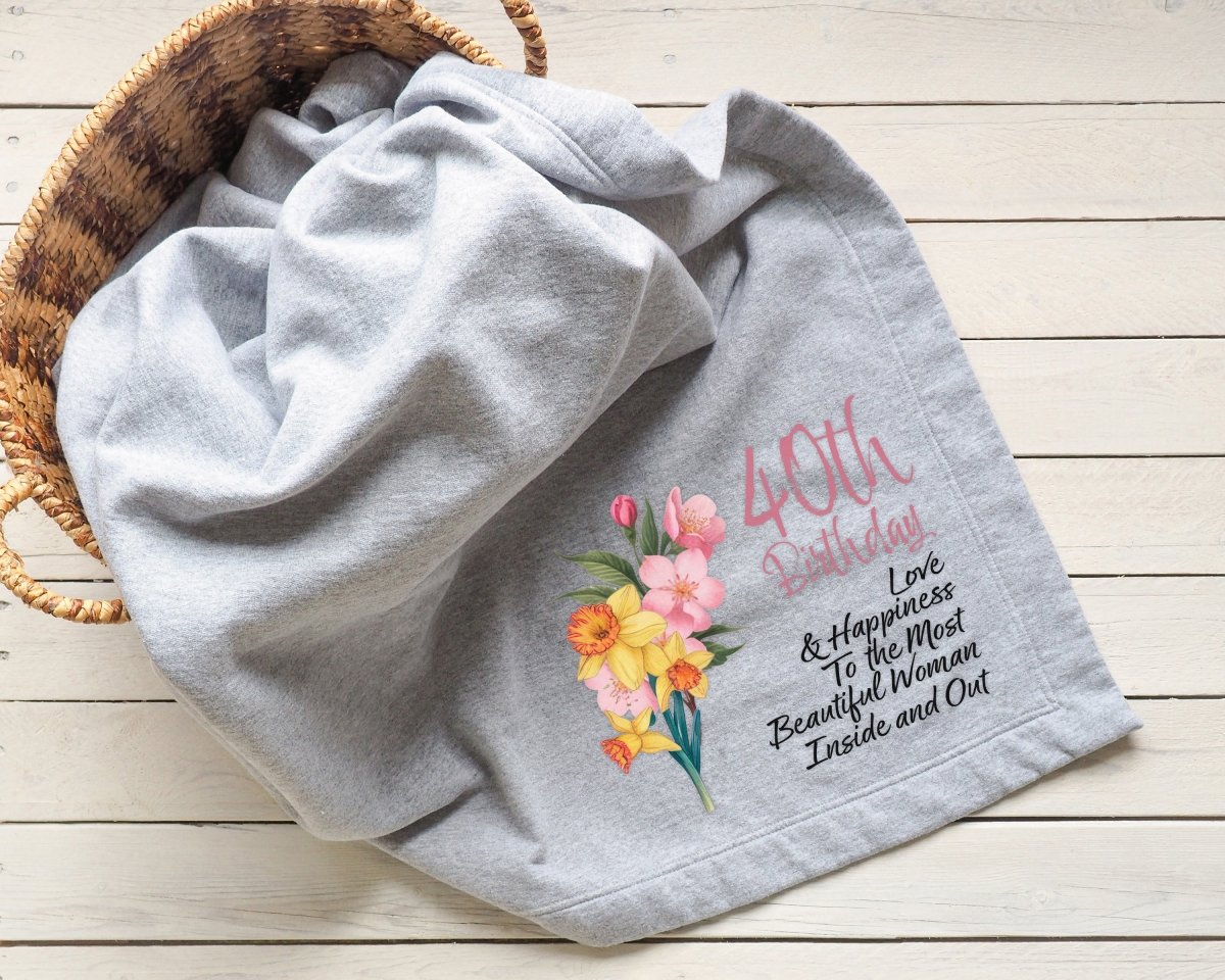 Personalized Blossoms of Love Birthday Blanket for her, Customized Gifts for Women by Groovy Girl Gifts