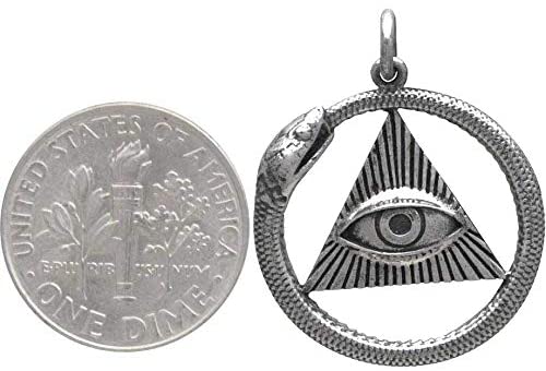 Personalized Two Cups Ouroboros All Seeing Eye Pendant Necklace • Antique Sterling Silver Chain • Sterling Silver Ouroboros Snake • Eye of God • Spiritual Gifts for Women • Healing Jewelry for her, Customized Gifts for Women by Groovy Girl Gifts