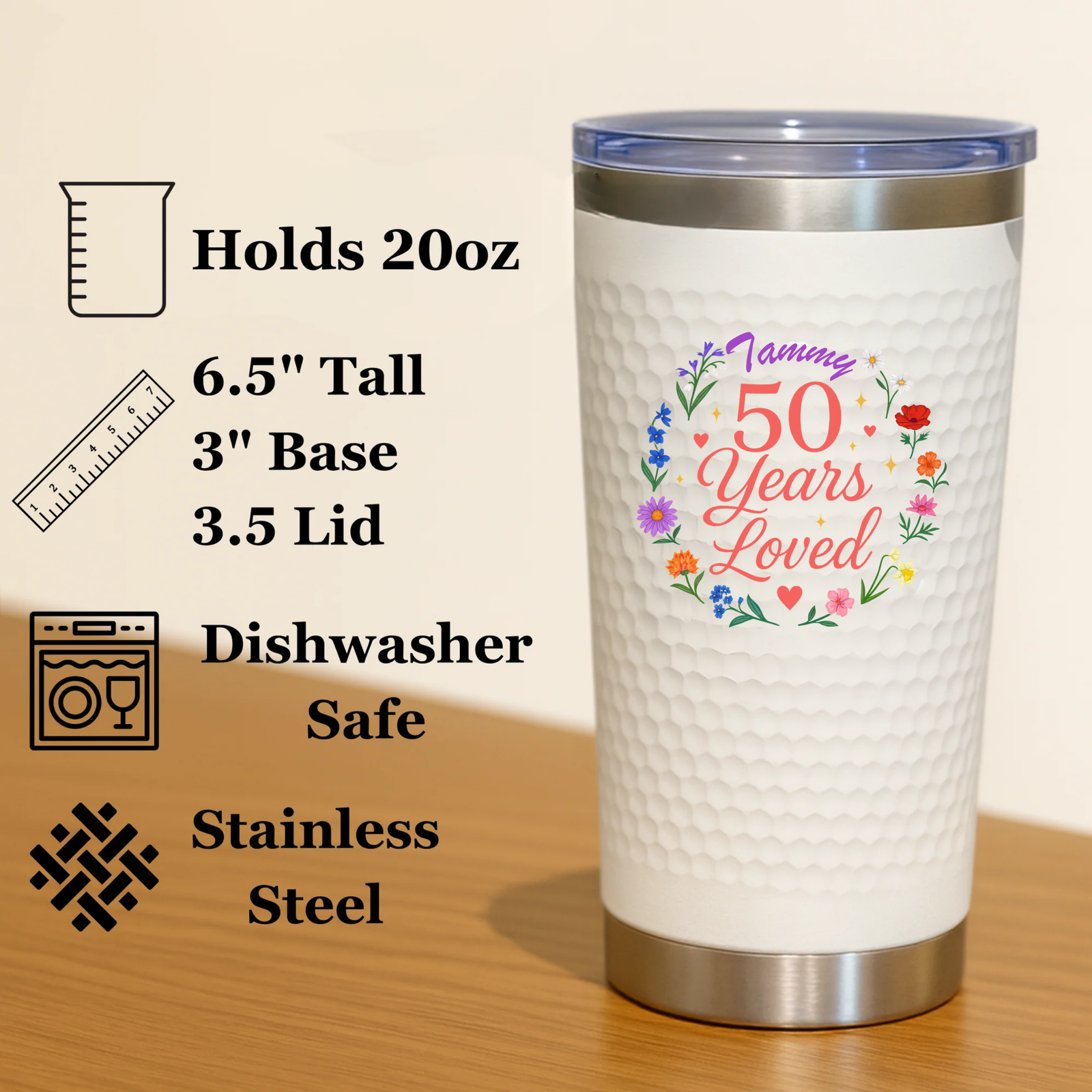 50th Birthday Floral Tumbler