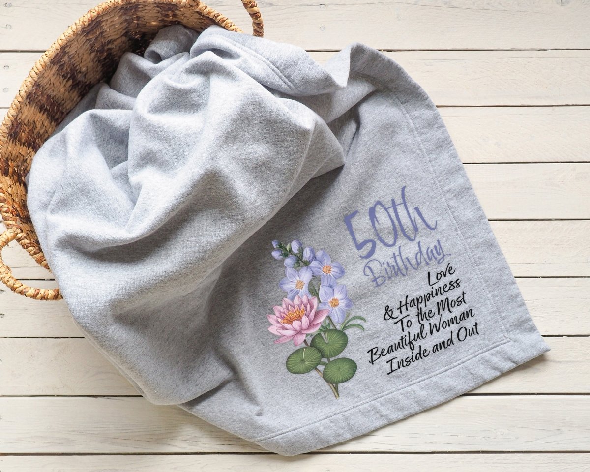 Personalized Blossoms of Love Birthday Blanket for her, Customized Gifts for Women by Groovy Girl Gifts