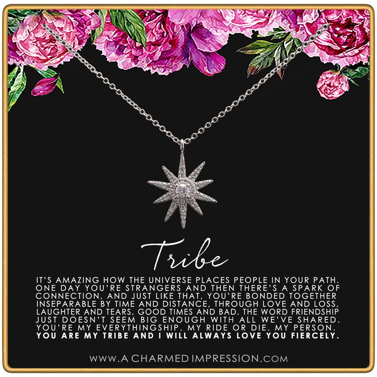 Personalized Large Starburst Best Friend Tribe Necklace for her, Customized Gifts for Women by Groovy Girl Gifts