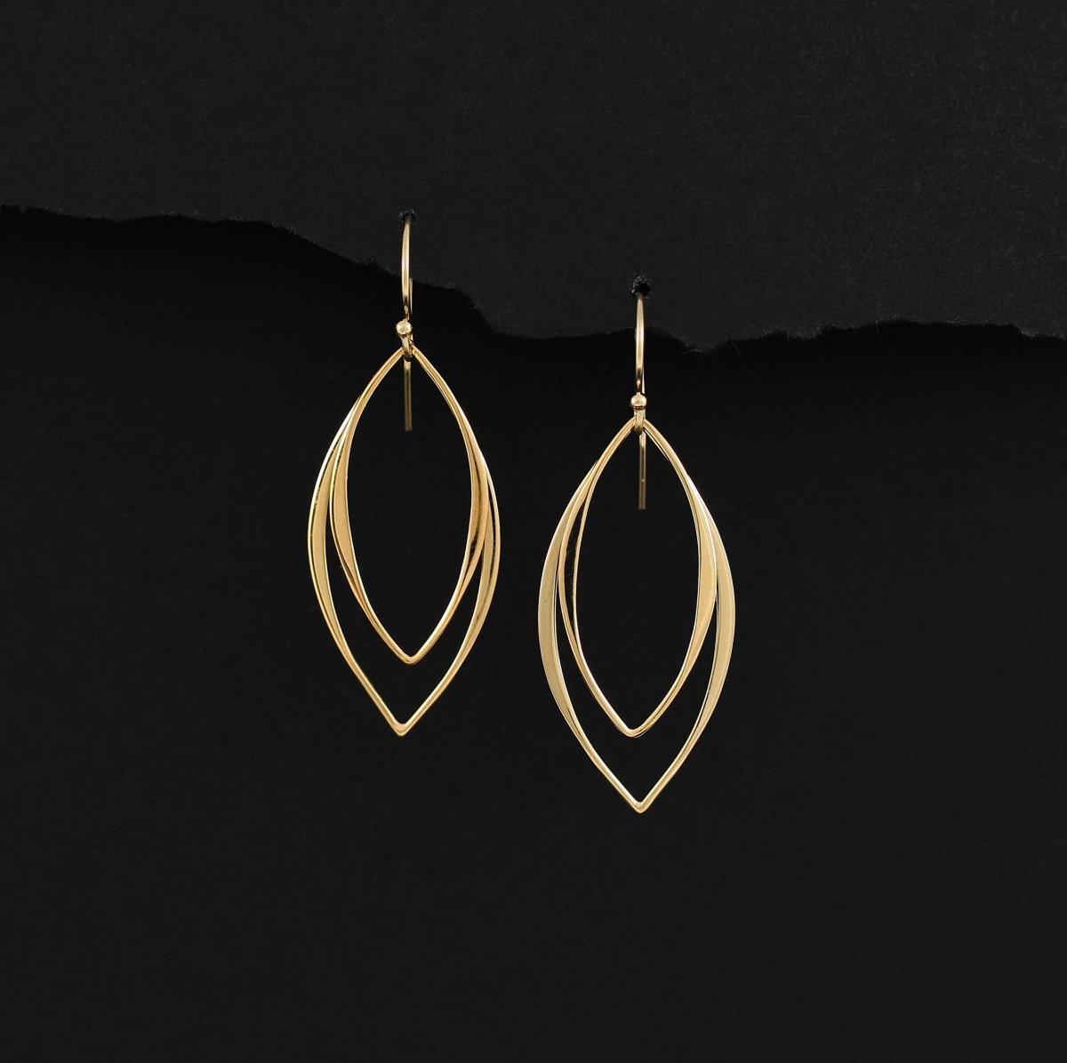 Personalized 14k Gold Minimalist Marquise Earrings for her, Customized Gifts for Women by Groovy Girl Gifts