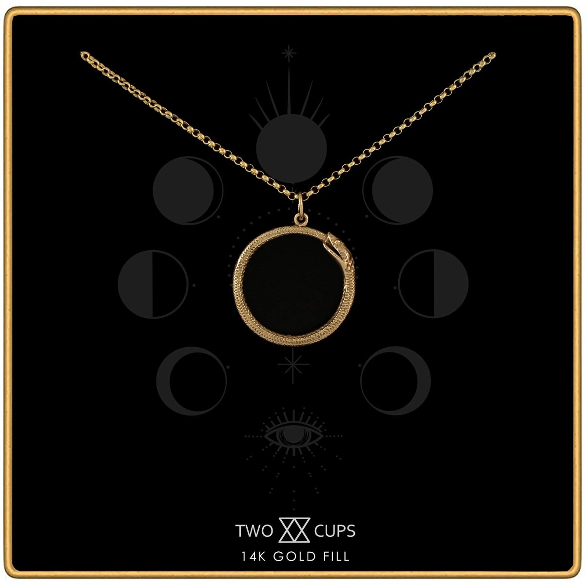 Personalized Two Cups Ouroboros Snake Pendant Necklace • Solid Bronze Charm • 14k Gold Filled Adjustable Chain Necklace • Infinity Endless Cycles Rebirth Fertility Symbol for her, Customized Gifts for Women by Groovy Girl Gifts