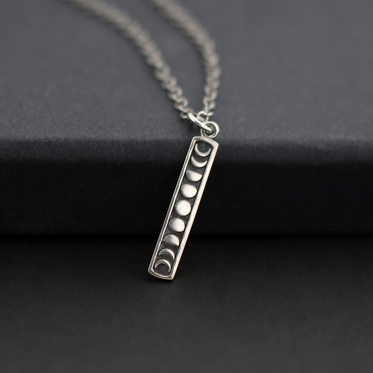 Personalized Two Cups Sterling Silver Moon Phase Necklace • Lunar Necklace • Moon Jewelry • Full Moon • Crescent Moon • Small Celestial Pendant • Antiqued Sterling Silver Chain for her, Customized Gifts for Women by Groovy Girl Gifts