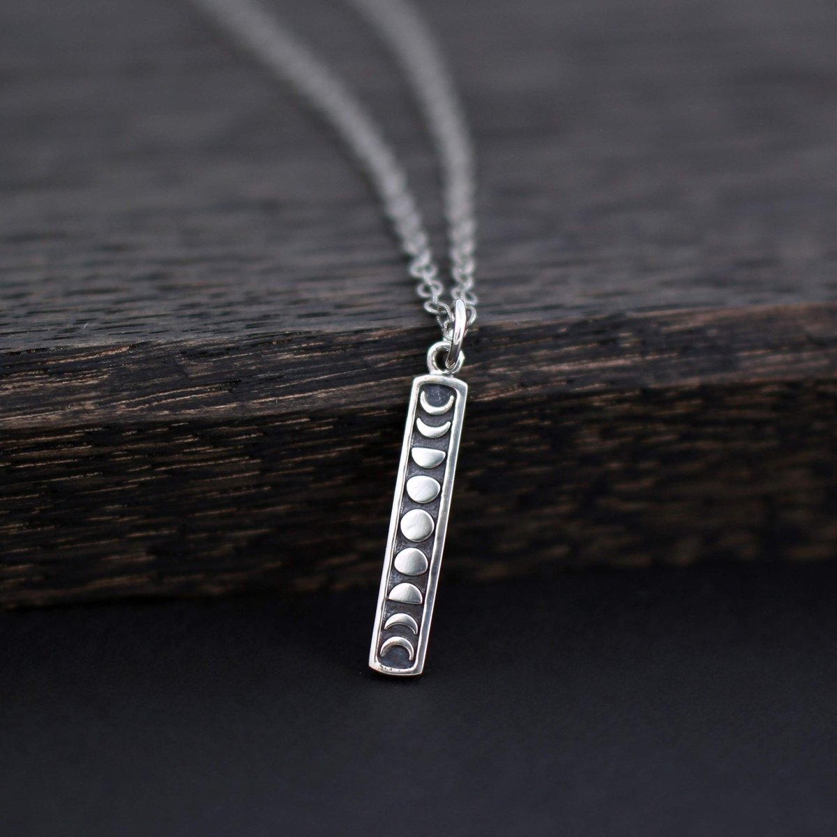 Personalized Two Cups Sterling Silver Moon Phase Necklace • Lunar Necklace • Moon Jewelry • Full Moon • Crescent Moon • Small Celestial Pendant • Antiqued Sterling Silver Chain for her, Customized Gifts for Women by Groovy Girl Gifts