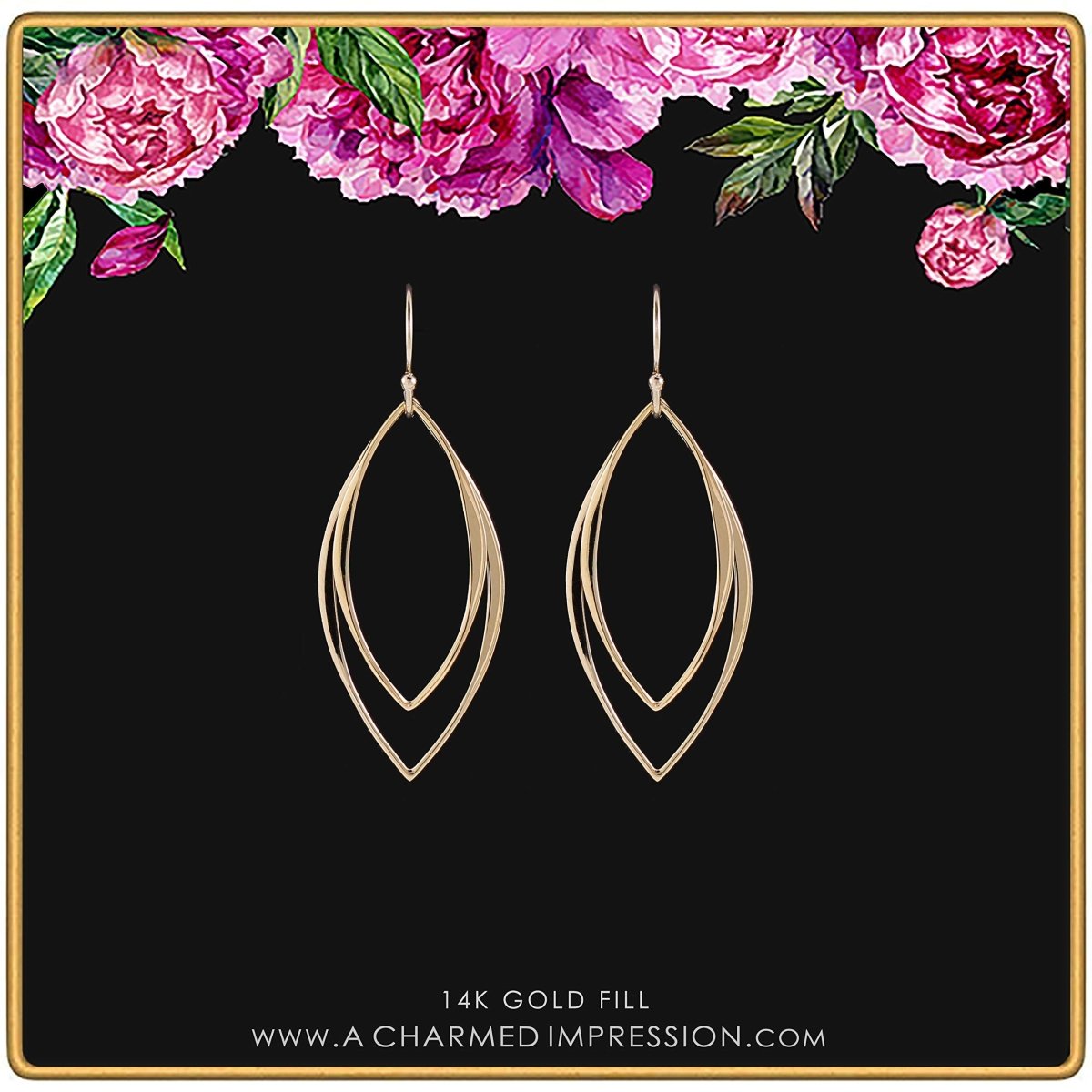 Personalized 14k Gold Minimalist Marquise Earrings for her, Customized Gifts for Women by Groovy Girl Gifts