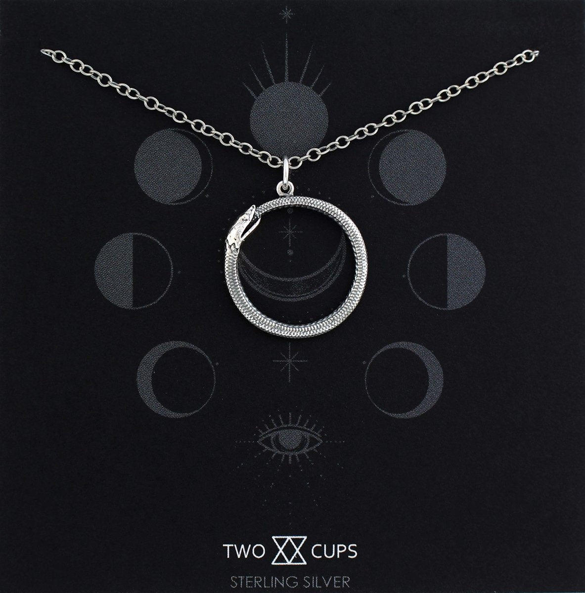 Personalized Two Cups Sterling Silver Ouroboros Necklace • Snake Necklace • Serpent Pendant Necklace • Antiqued Sterling Silver Adjustable Chain for her, Customized Gifts for Women by Groovy Girl Gifts