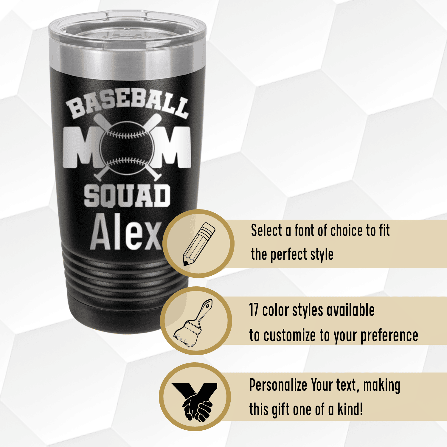 Personalized Baseball Squad Moms Tumbler for her, Customized Gifts for Women by Groovy Girl Gifts