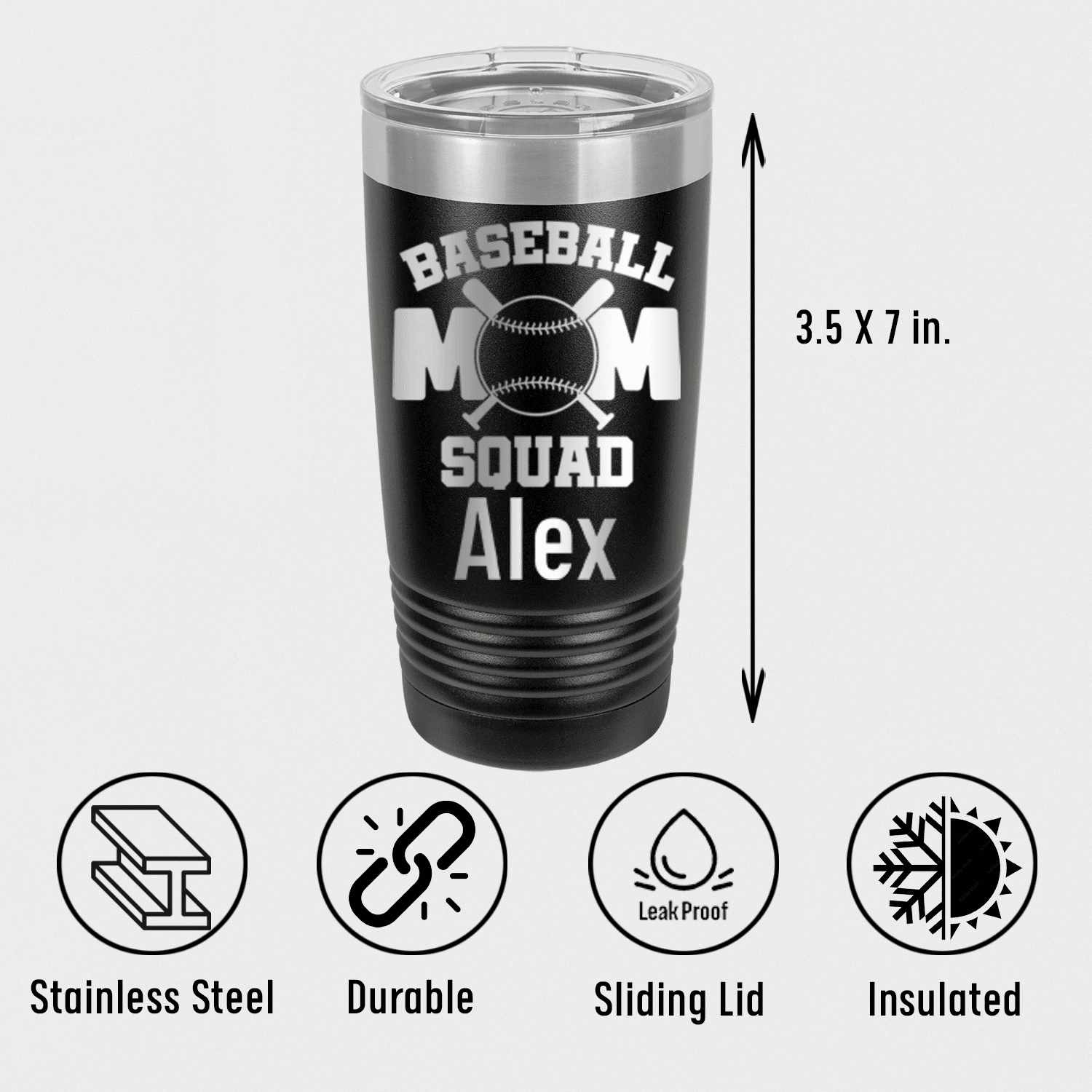 Personalized Baseball Squad Moms Tumbler for her, Customized Gifts for Women by Groovy Girl Gifts