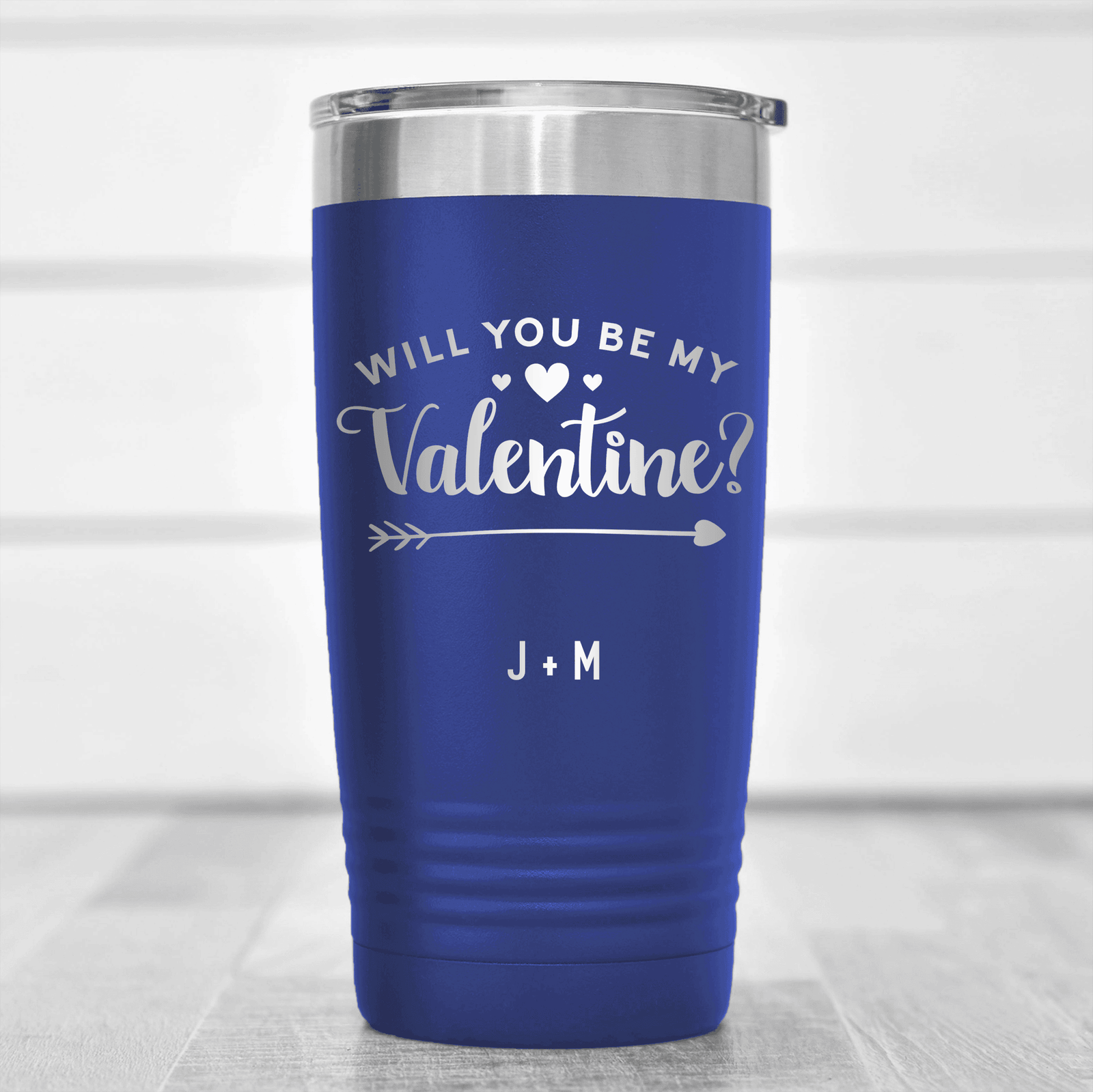 Blue Valentines Day Tumbler With Be My Valentine Design