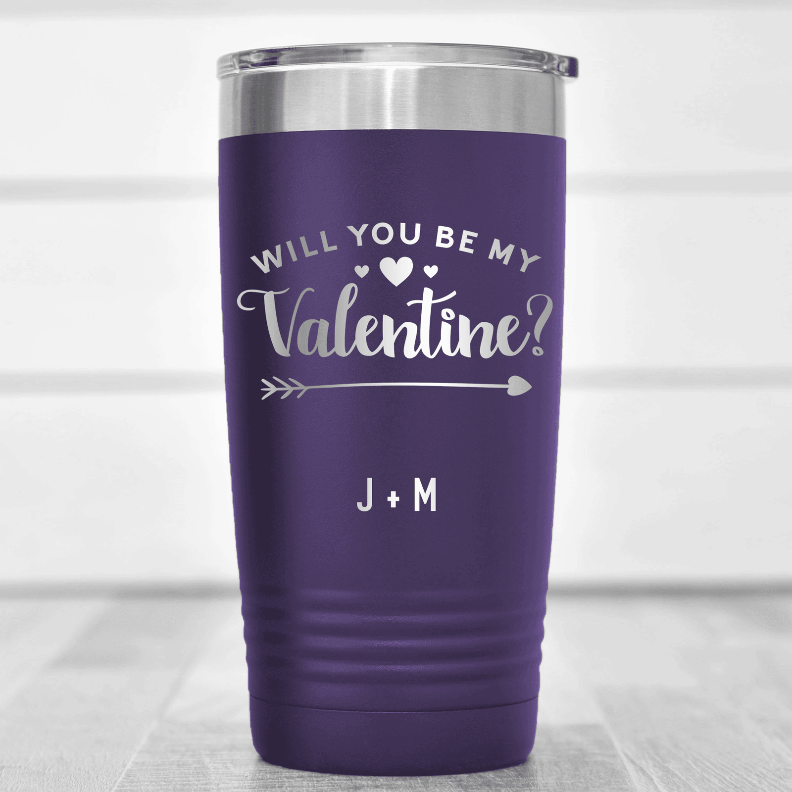 Purple Valentines Day Tumbler With Be My Valentine Design