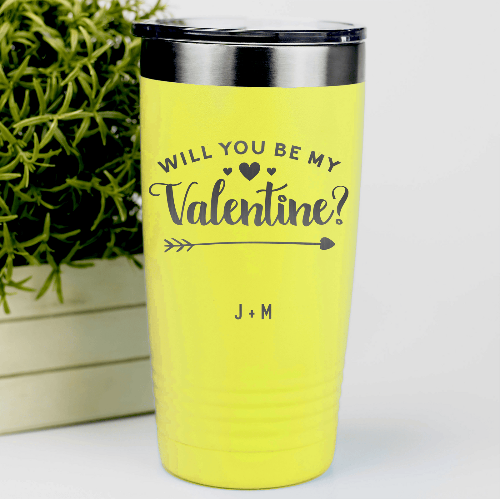 Yellow Valentines Day Tumbler With Be My Valentine Design