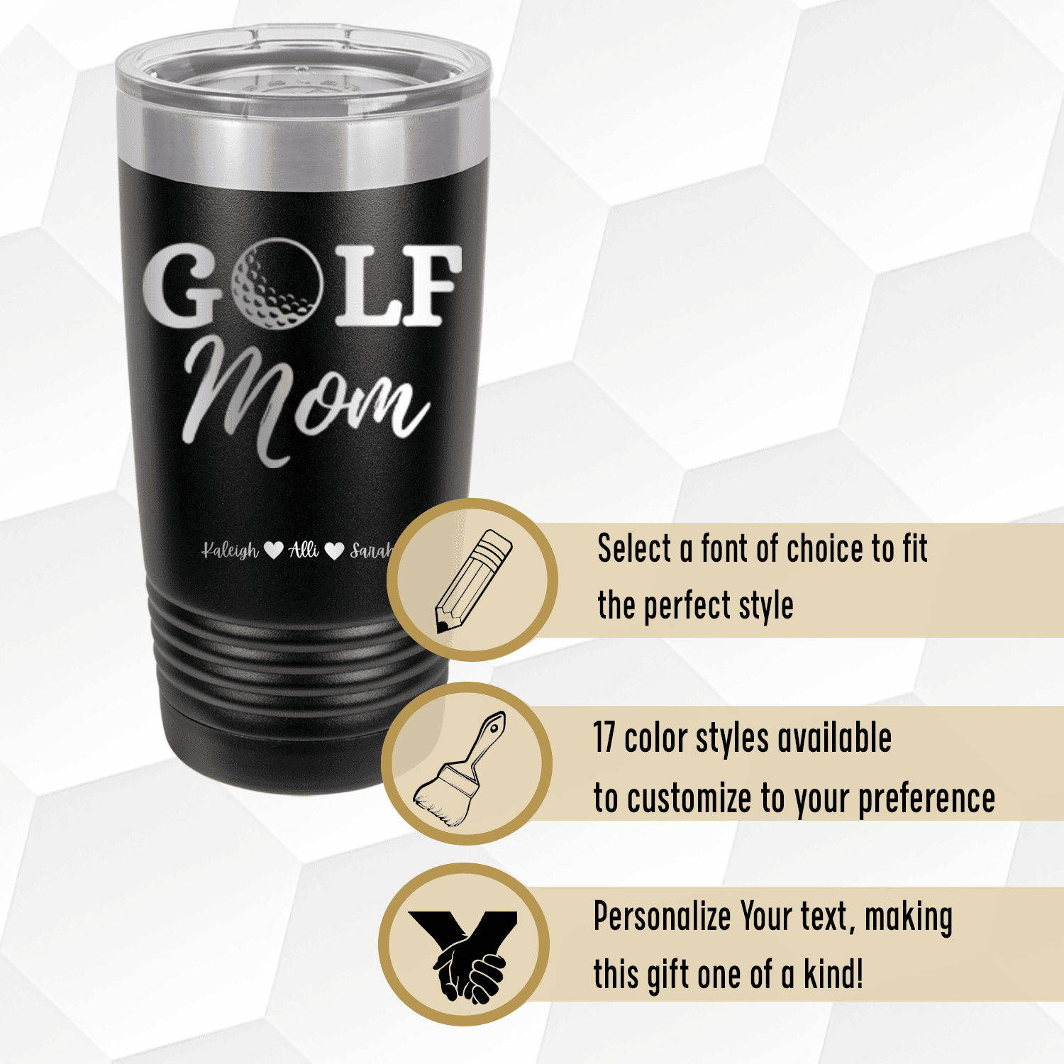 Personalized Best Golf Mom Tumbler for her, Customized Gifts for Women by Groovy Girl Gifts