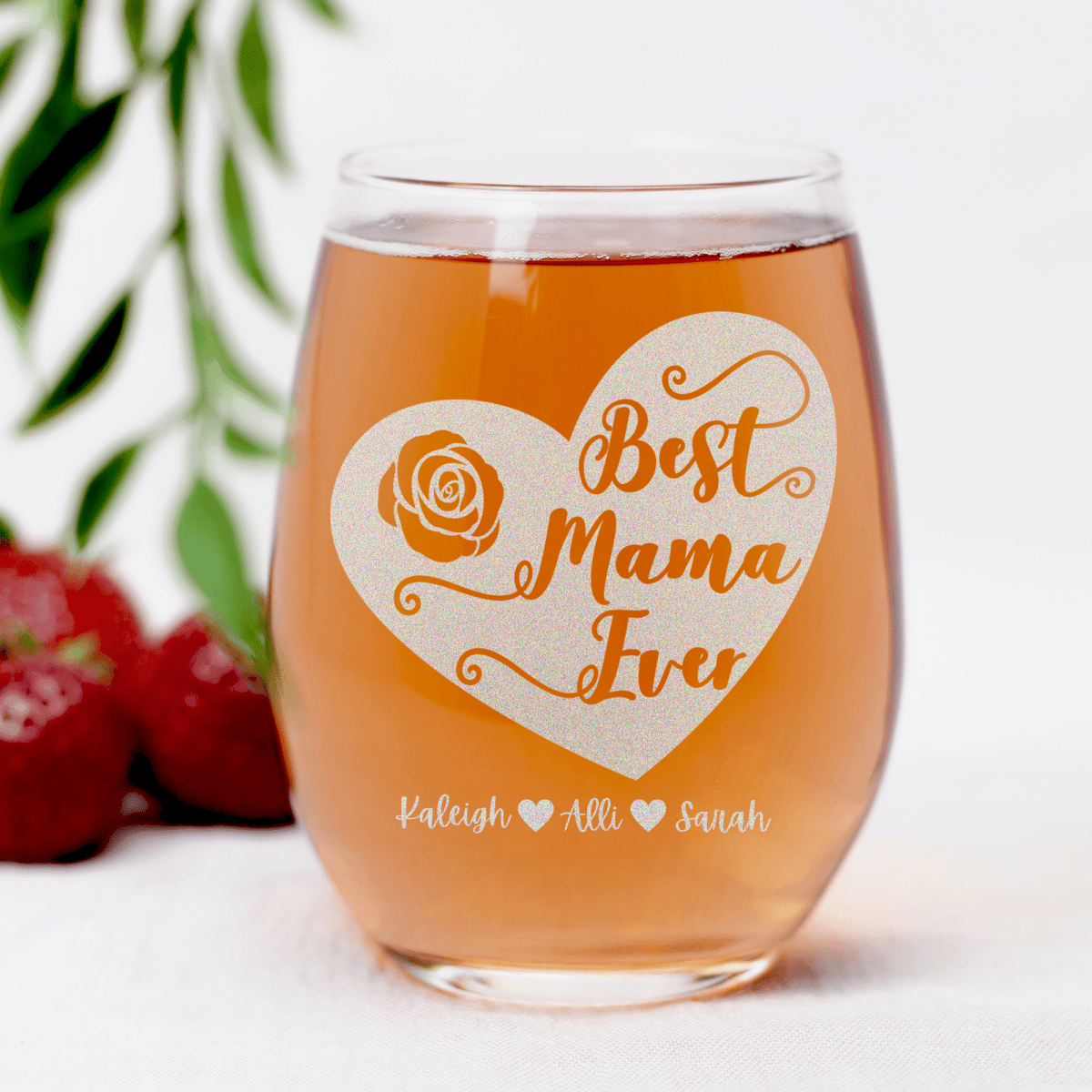 Personalized Best Mama Ever Stemless Wine Glass for her, Customized Gifts for Women by Groovy Girl Gifts