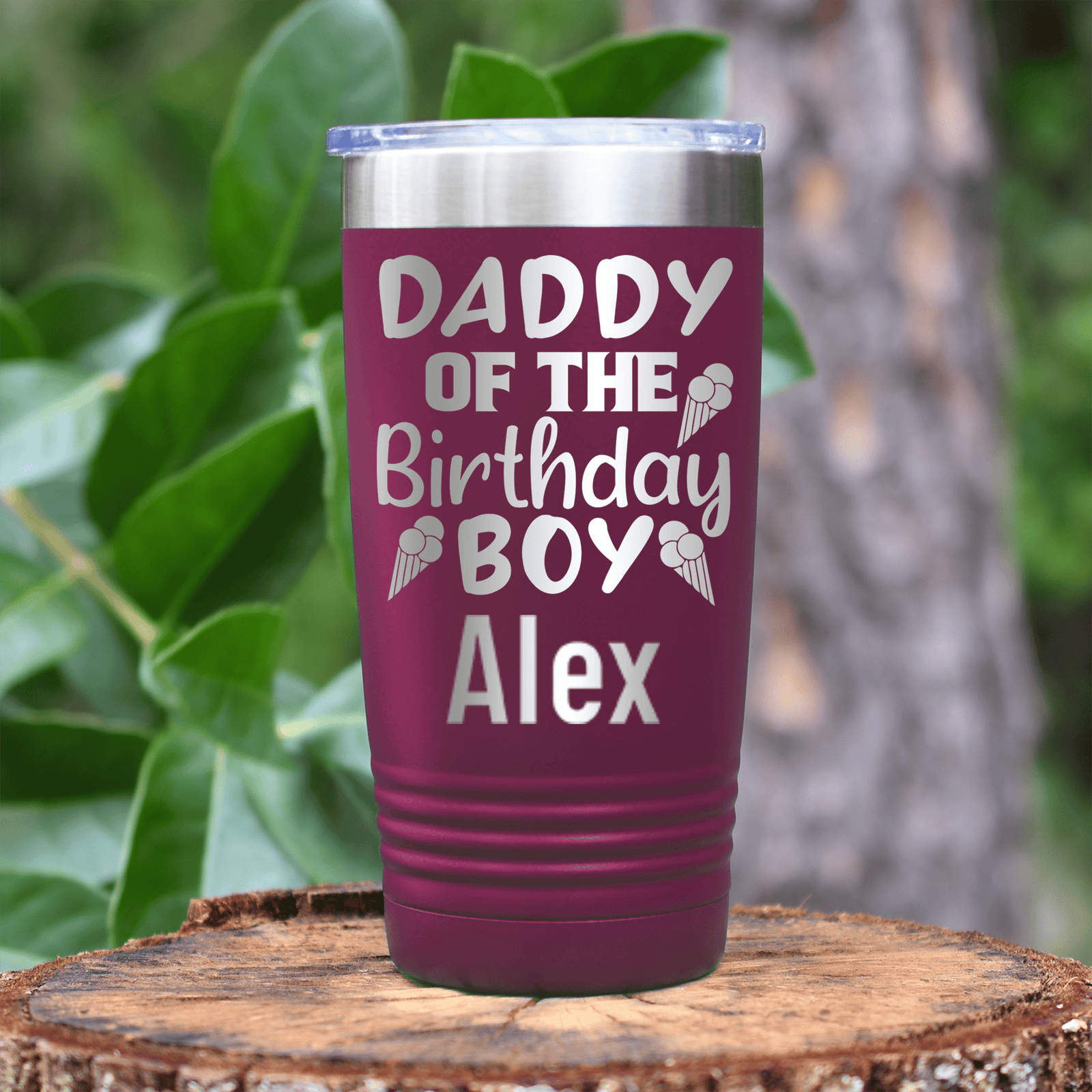 Maroon Birthday Tumbler With Birthday Dad Design