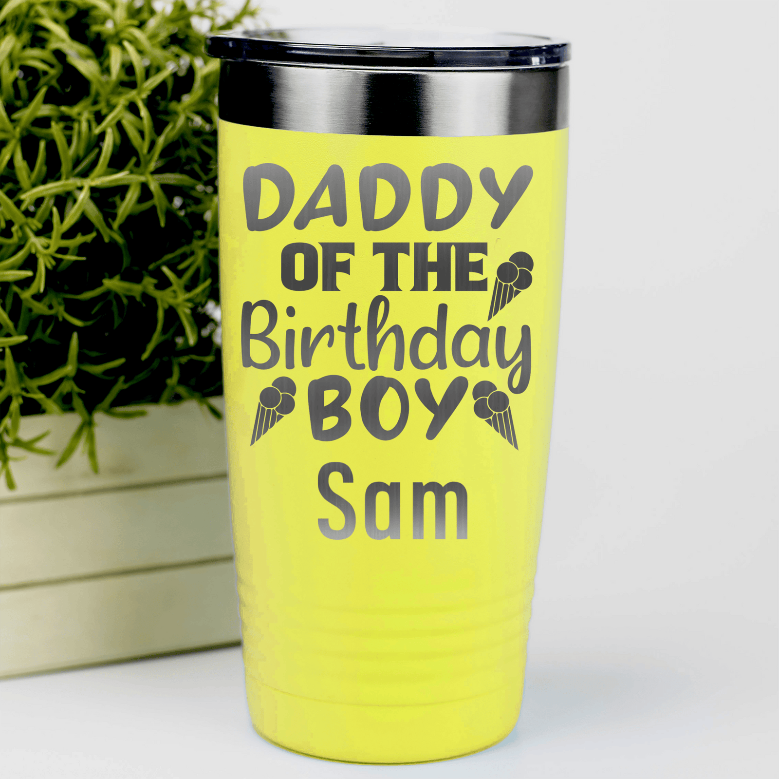 Yellow Birthday Tumbler With Birthday Dad Design