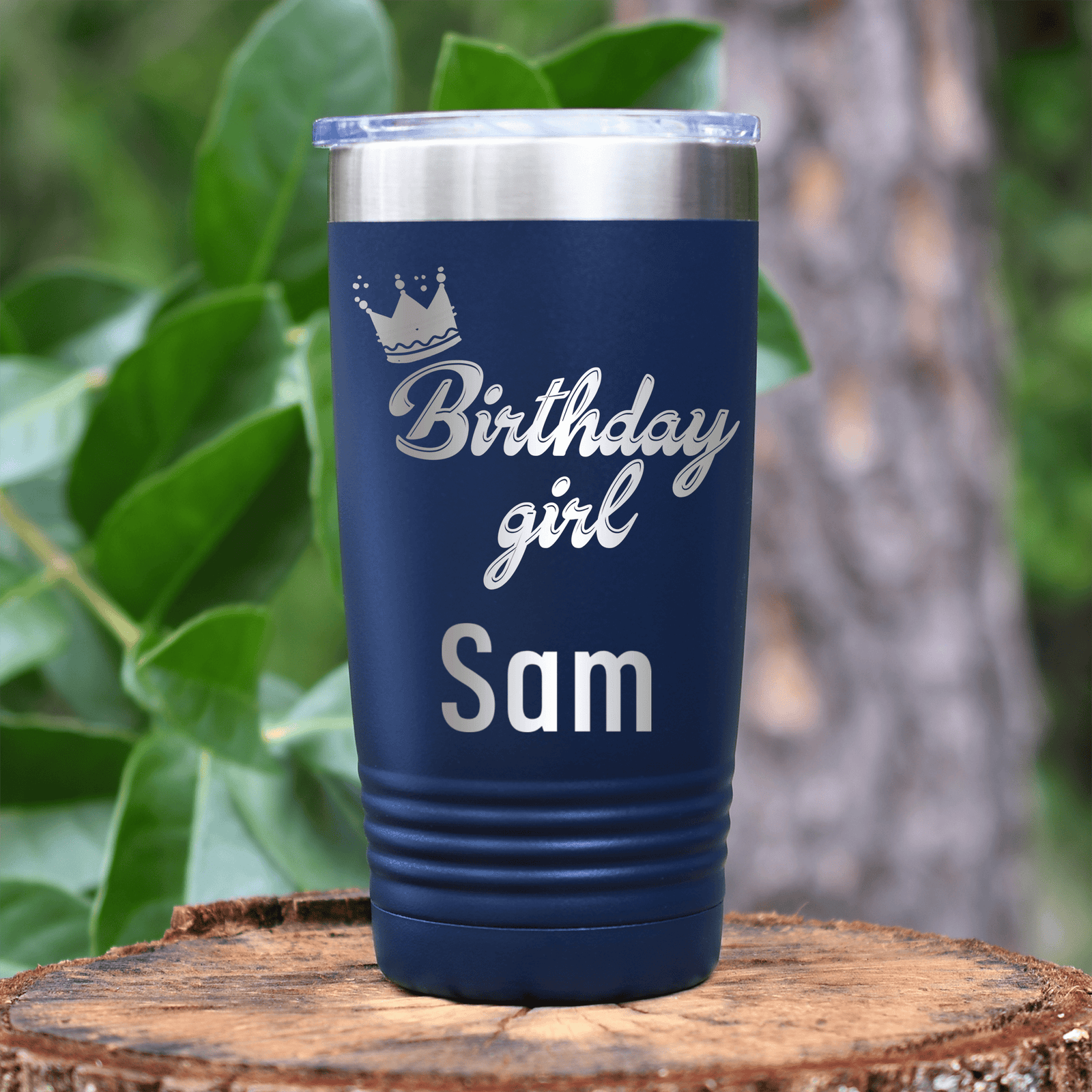 Navy Birthday Tumbler With Birthday Girl Design