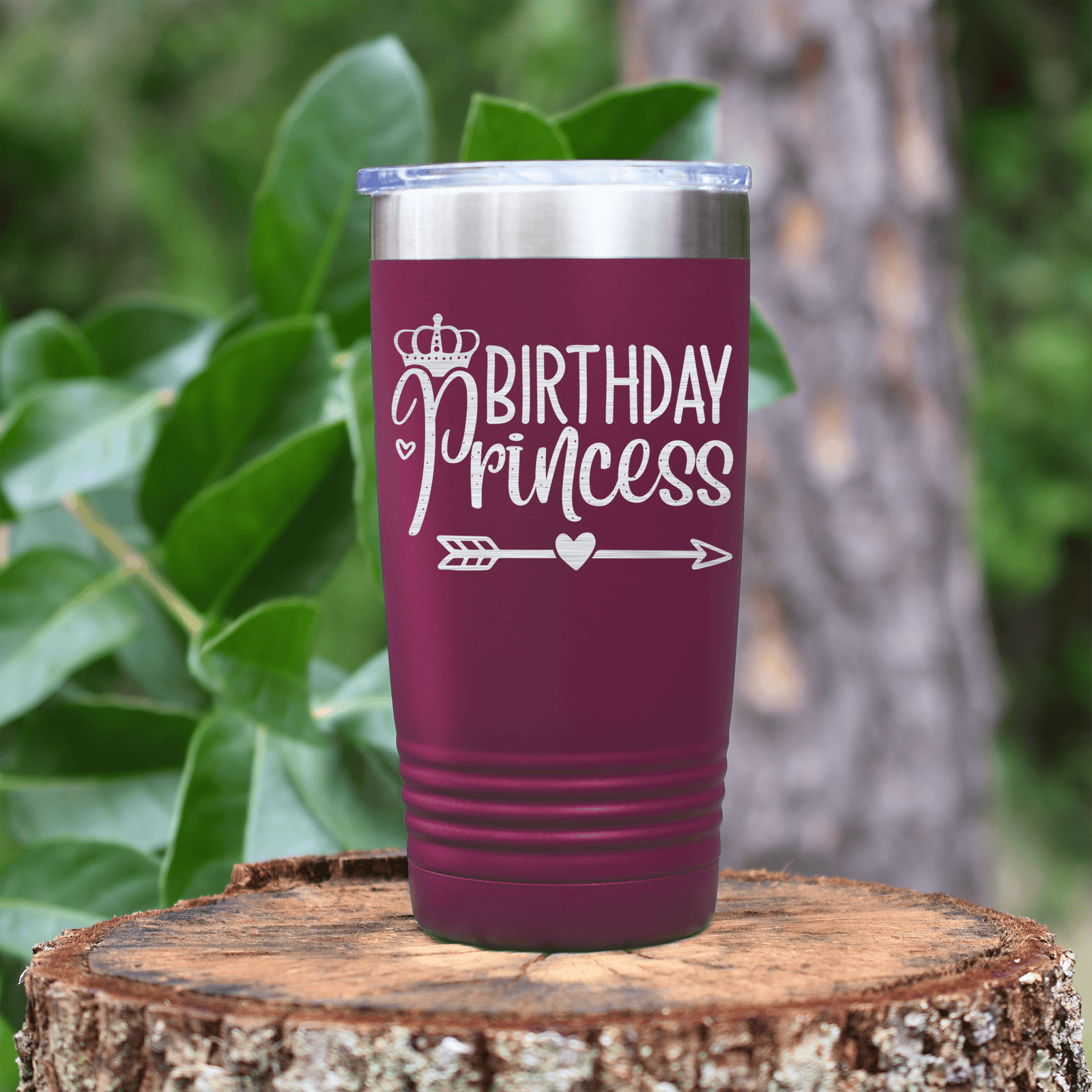 Maroon birthday tumbler Birthday Princess Arrow