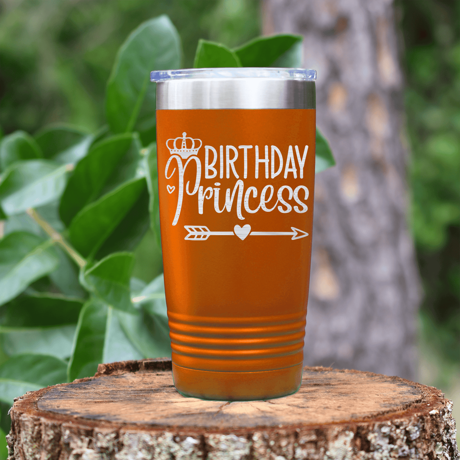 Orange birthday tumbler Birthday Princess Arrow