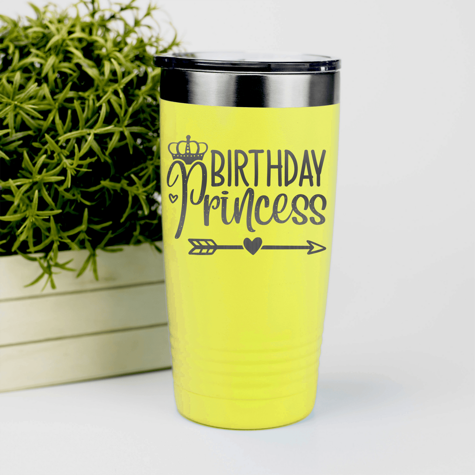Yellow birthday tumbler Birthday Princess Arrow