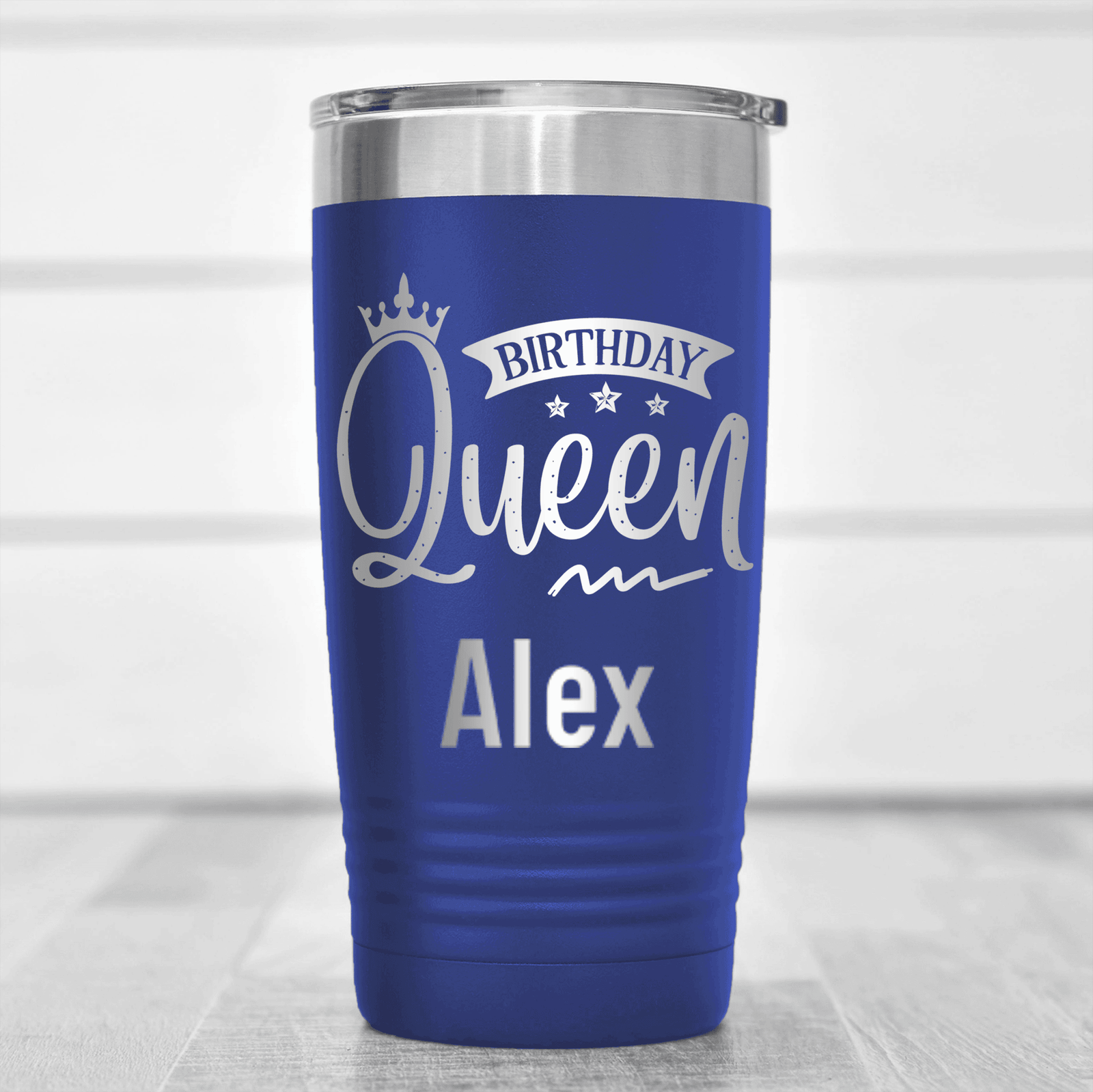 Blue Birthday Tumbler With Birthday Queen Design