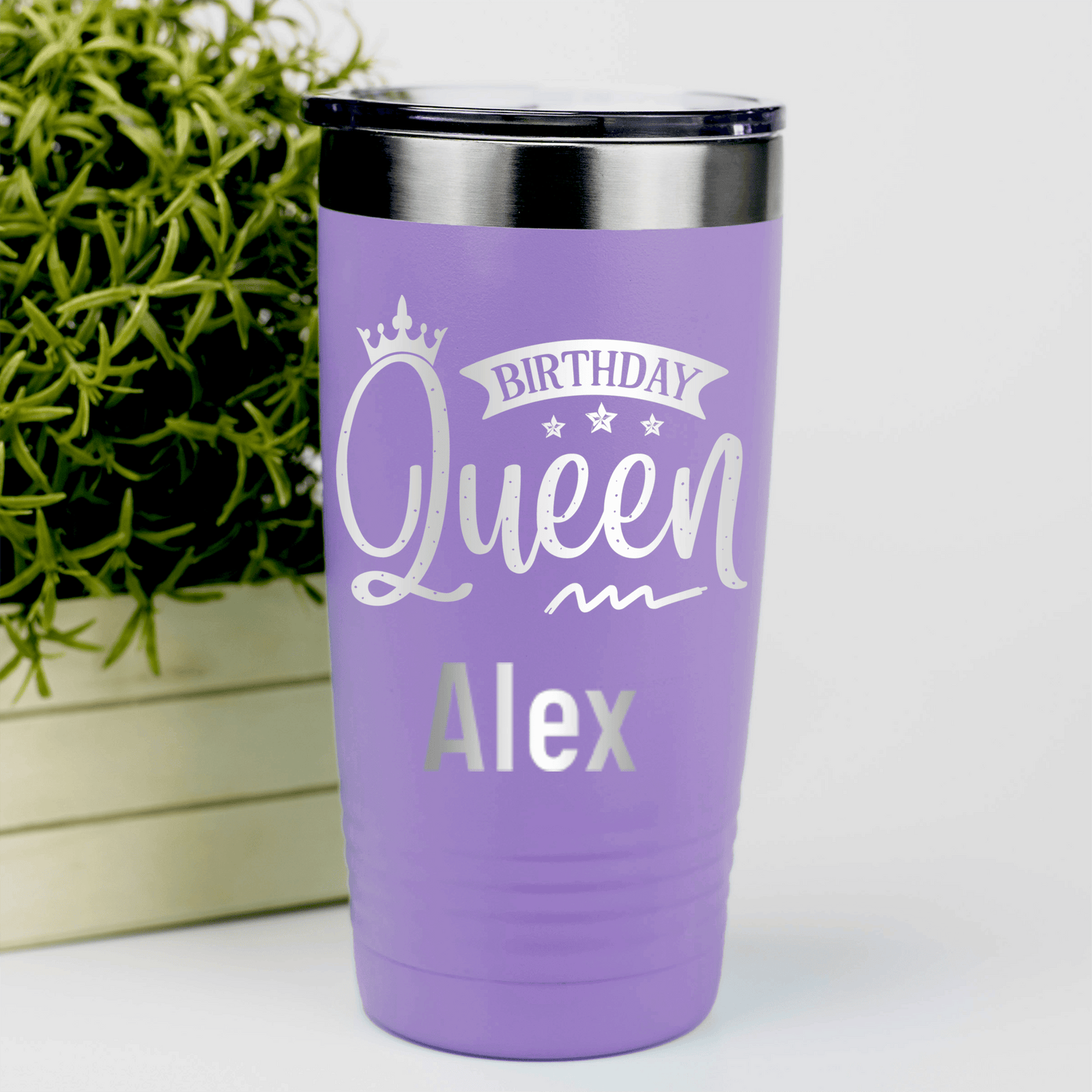 Light Purple Birthday Tumbler With Birthday Queen Design