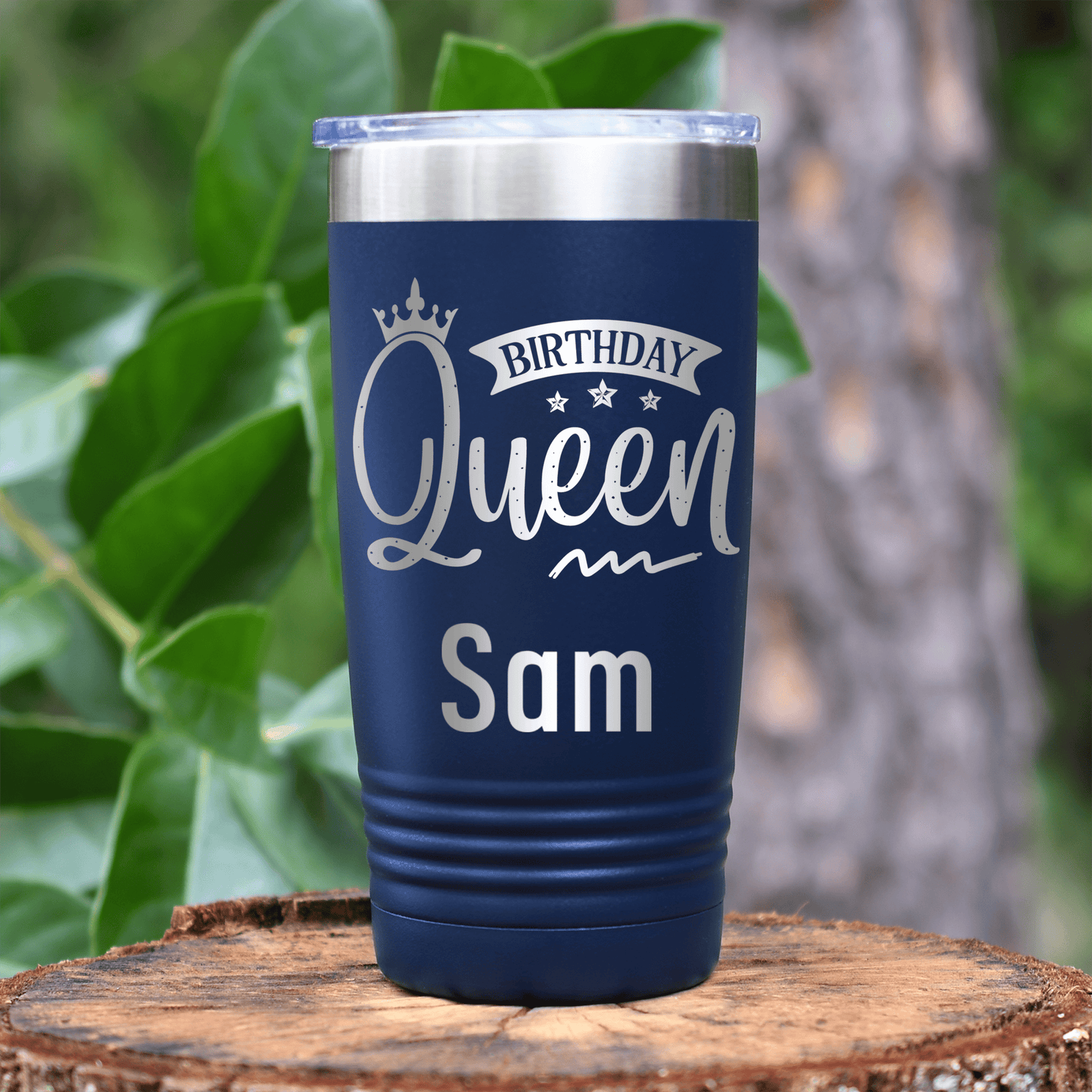 Navy Birthday Tumbler With Birthday Queen Design