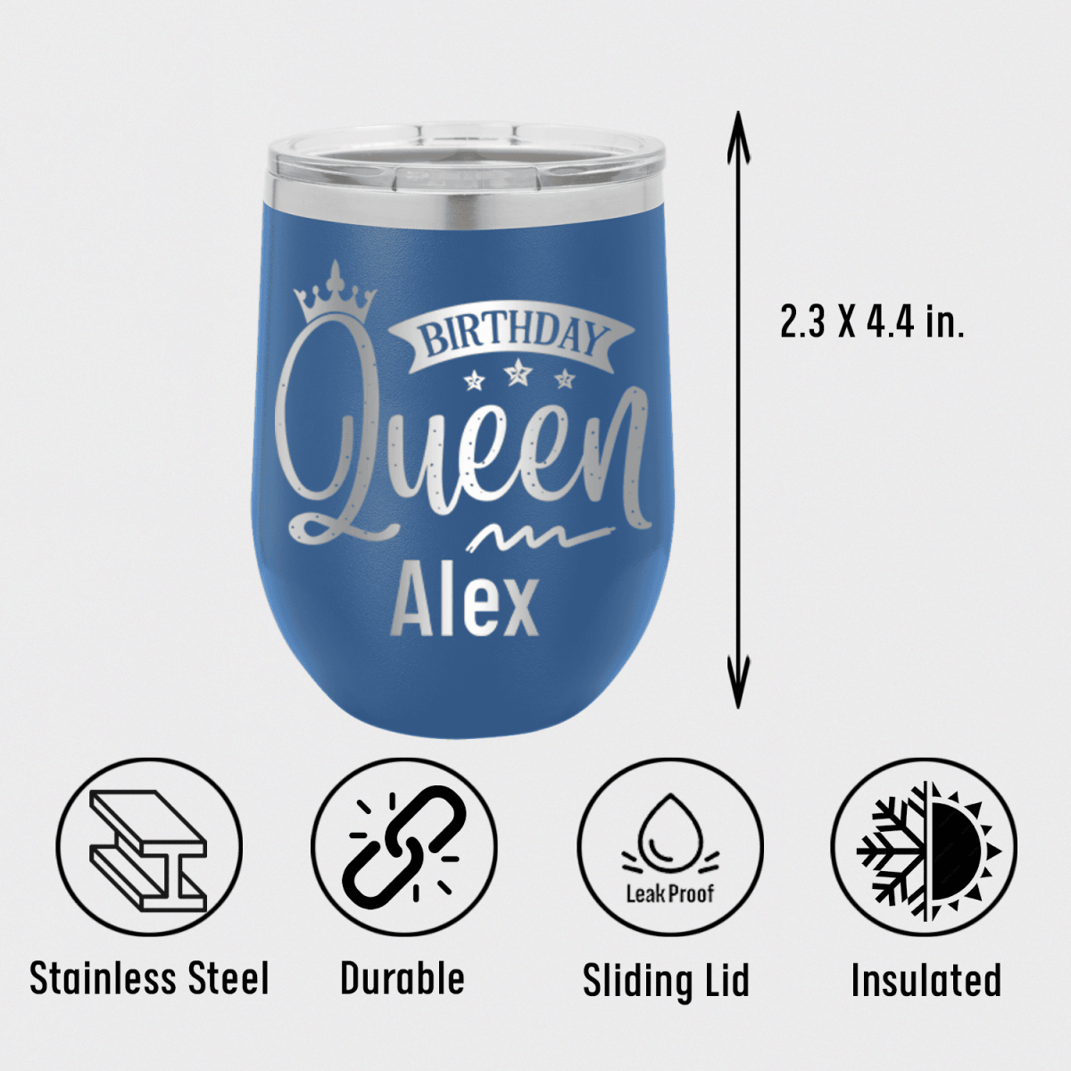 Personalized Birthday Queen Wine Tumbler for her, Customized Gifts for Women by Groovy Girl Gifts