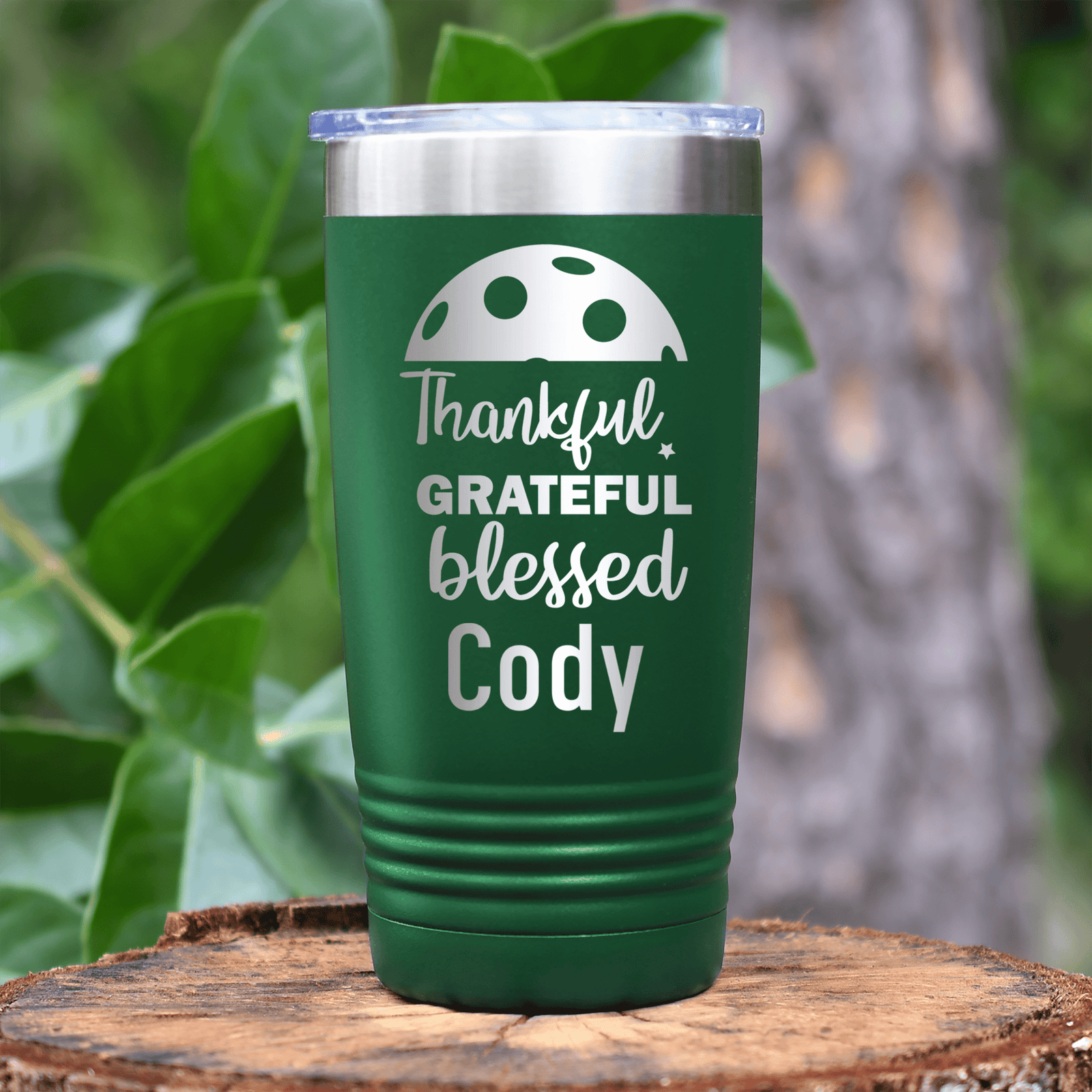 Green Pickleball Tumbler With Blessed For Pickleball Design