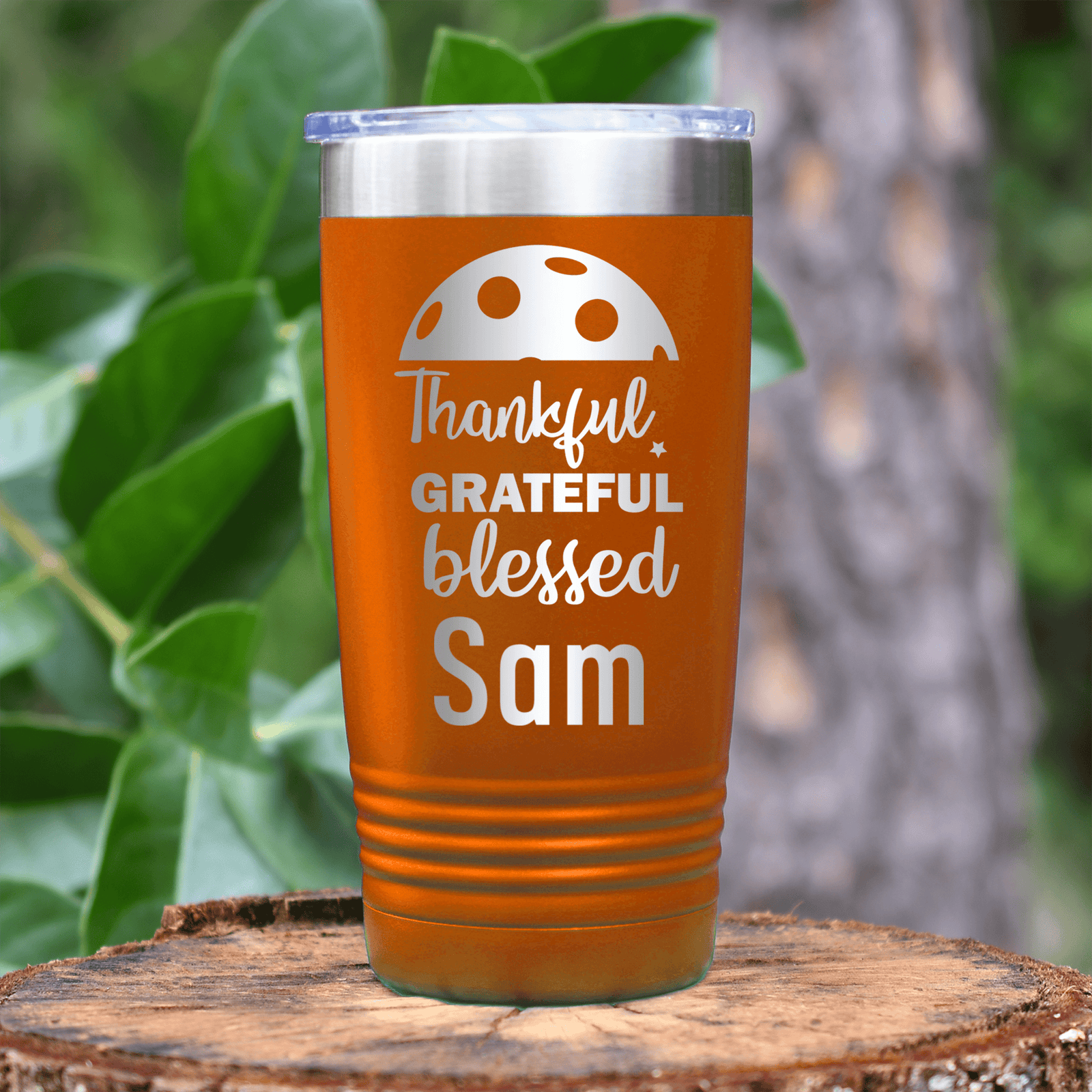 Orange Pickleball Tumbler With Blessed For Pickleball Design
