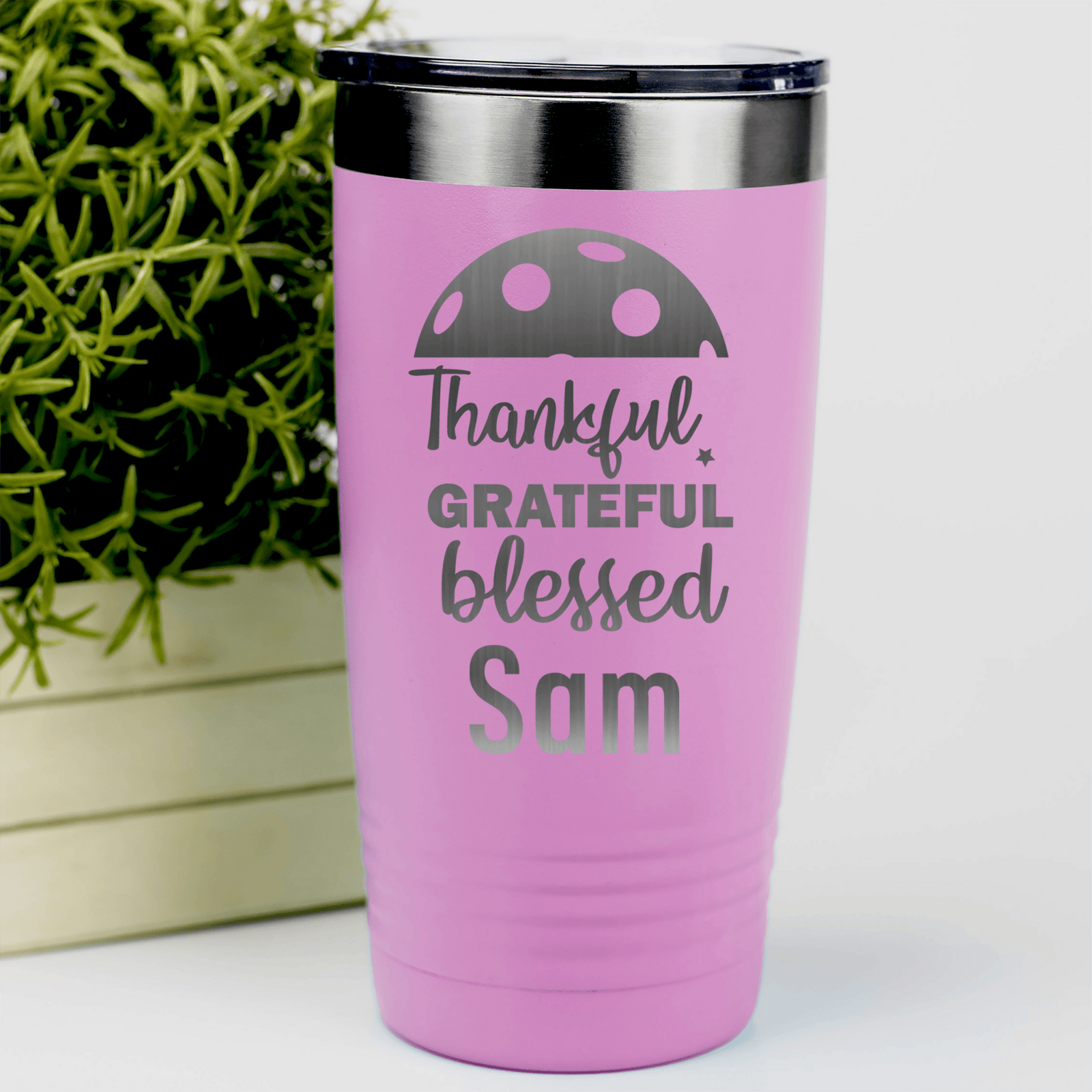 Pink Pickleball Tumbler With Blessed For Pickleball Design