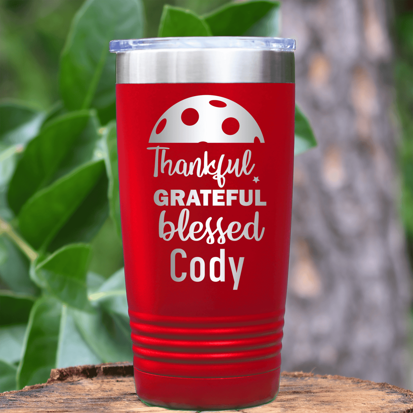Red Pickleball Tumbler With Blessed For Pickleball Design