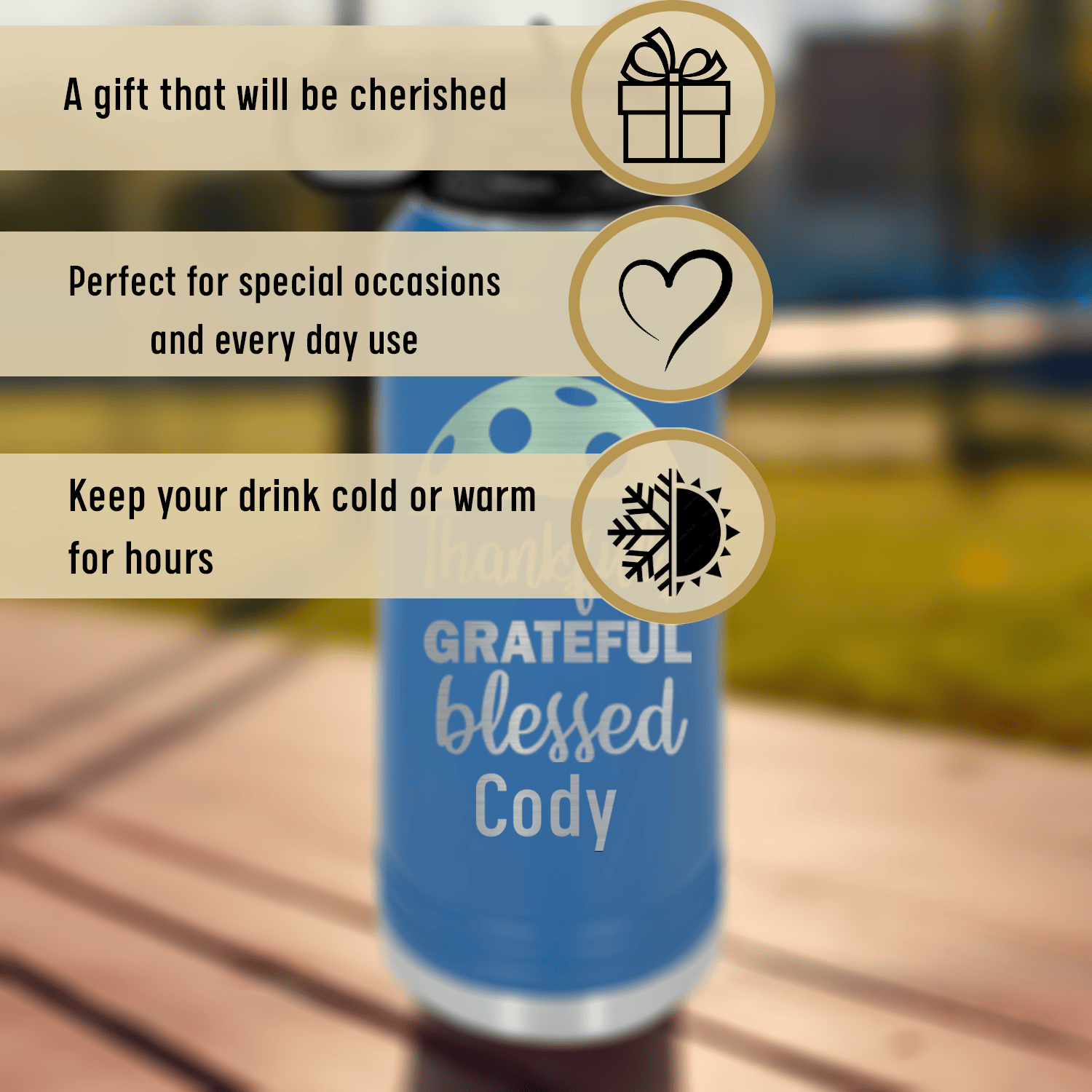 Personalized Blessed For Pickleball Water Bottle for her, Customized Gifts for Women by Groovy Girl Gifts