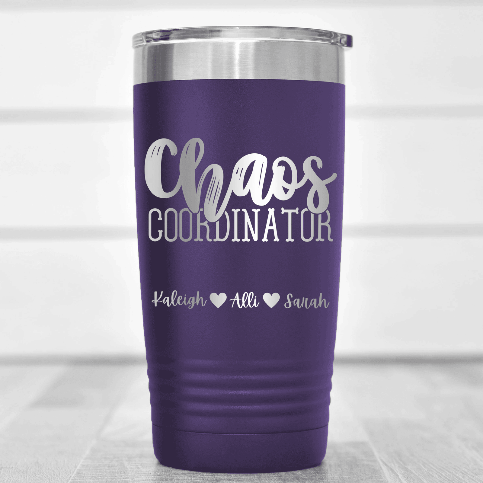 Purple Mothers Day Tumbler With Chaos Coordinator Design