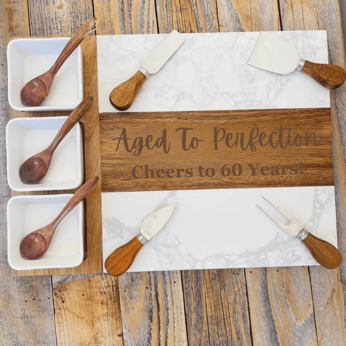 Personalized 60th Milestone Charcuterie Board for her, Customized Gifts for Women by Groovy Girl Gifts