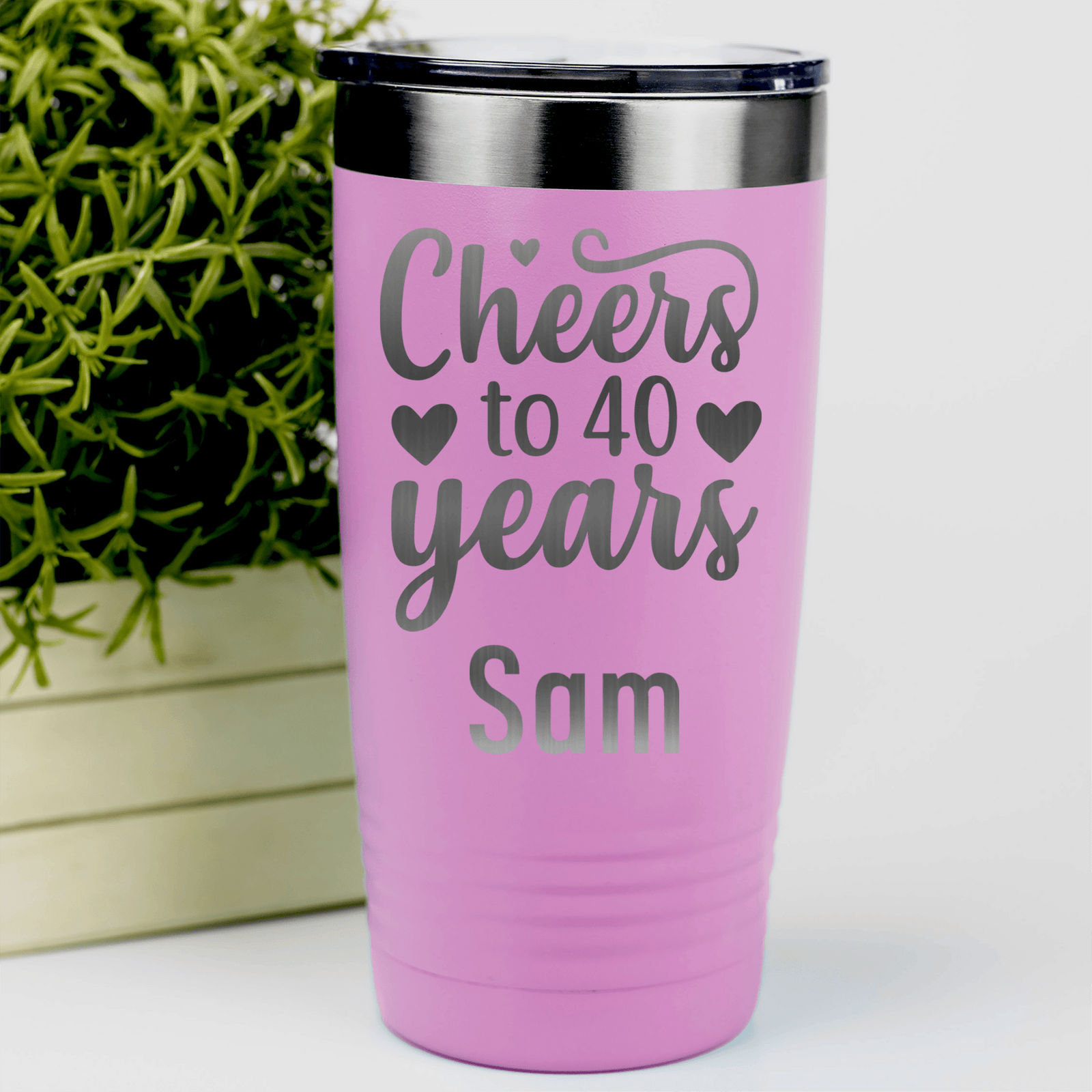 Pink Birthday Tumbler With Cheers To Fourty Design
