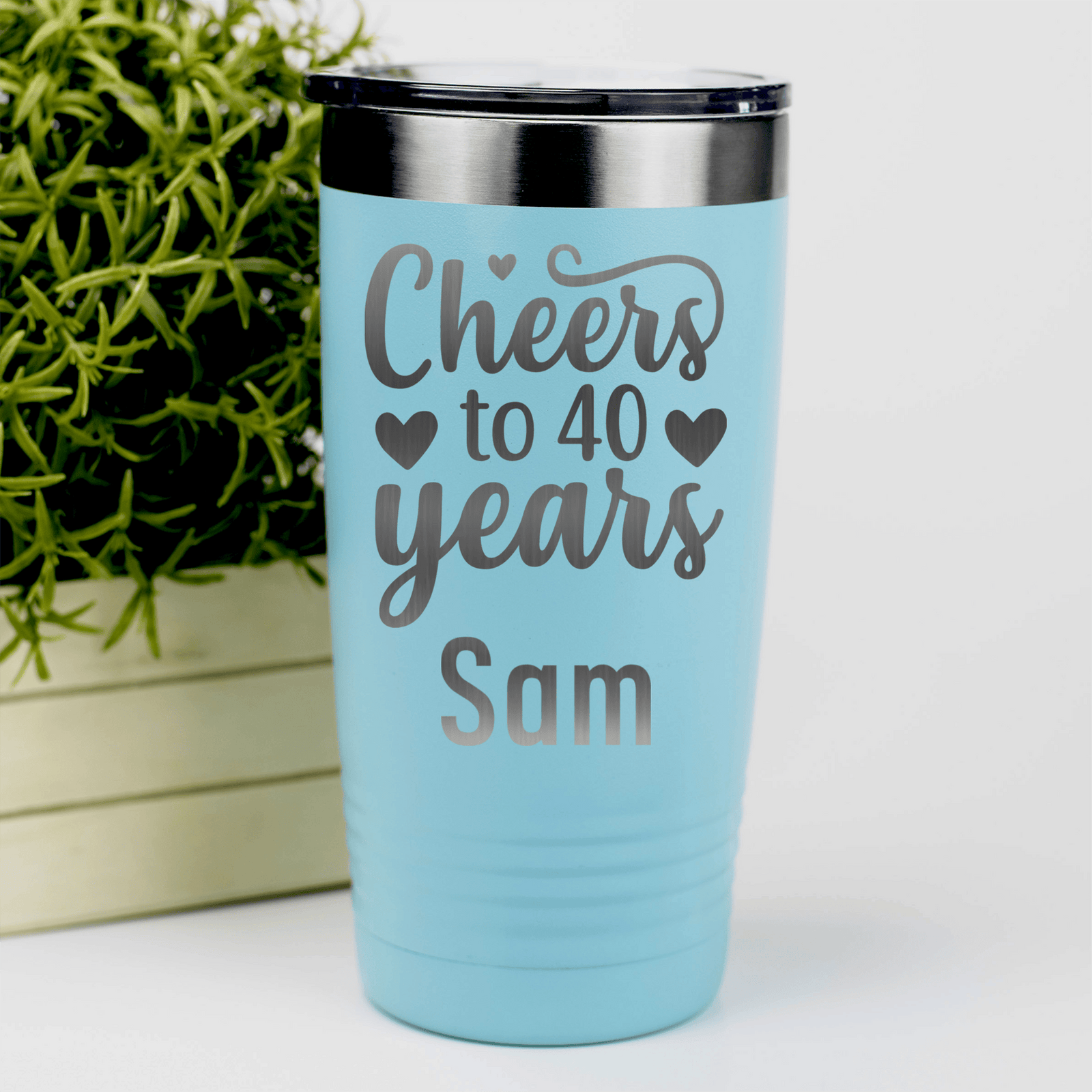 Teal Birthday Tumbler With Cheers To Fourty Design