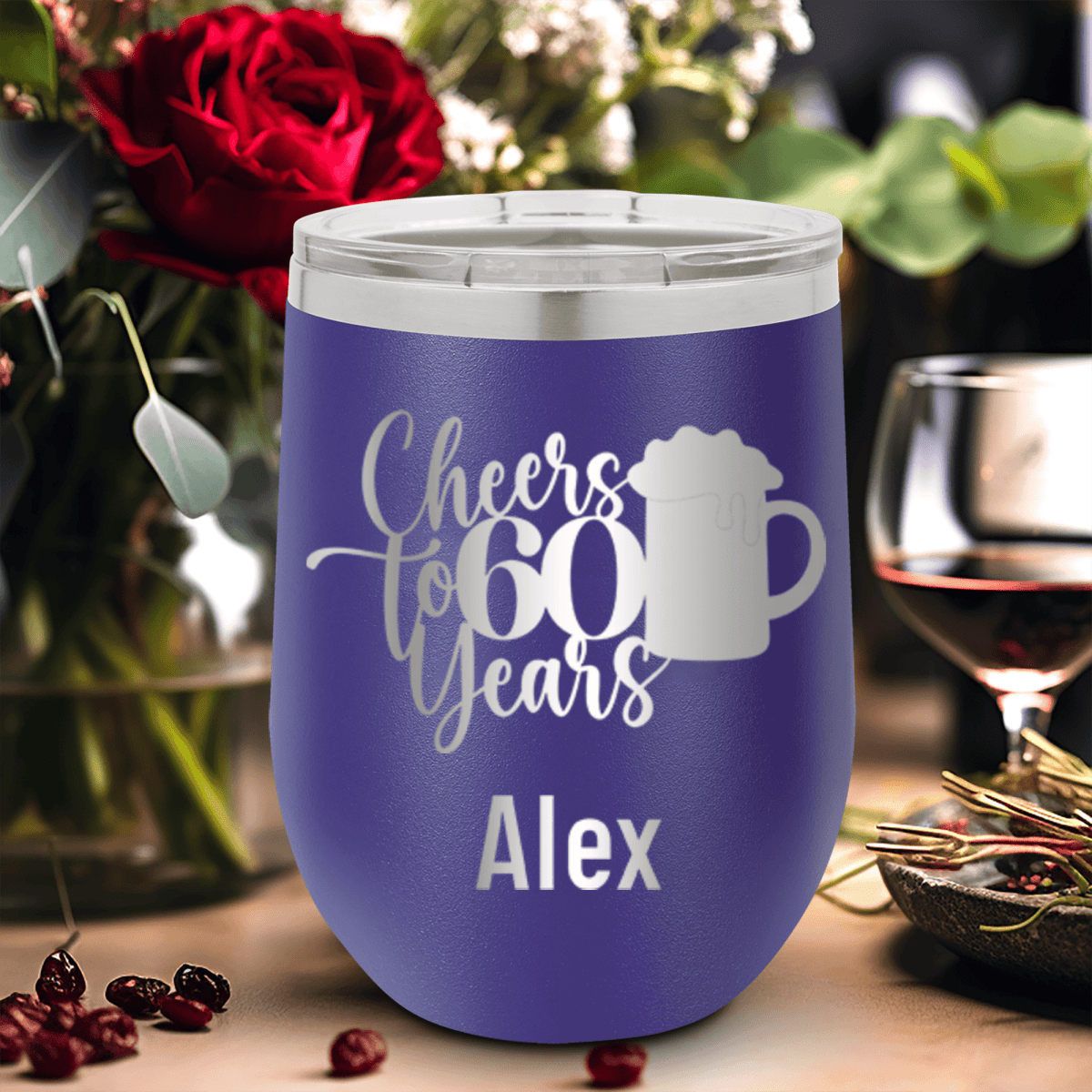 Personalized Cheers To Sixty Beer Wine Tumbler for her, Customized Gifts for Women by Groovy Girl Gifts