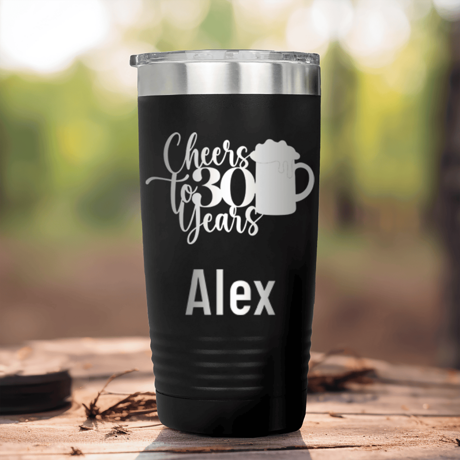 Black Birthday Tumbler With Cheers To Thirty Beer Design