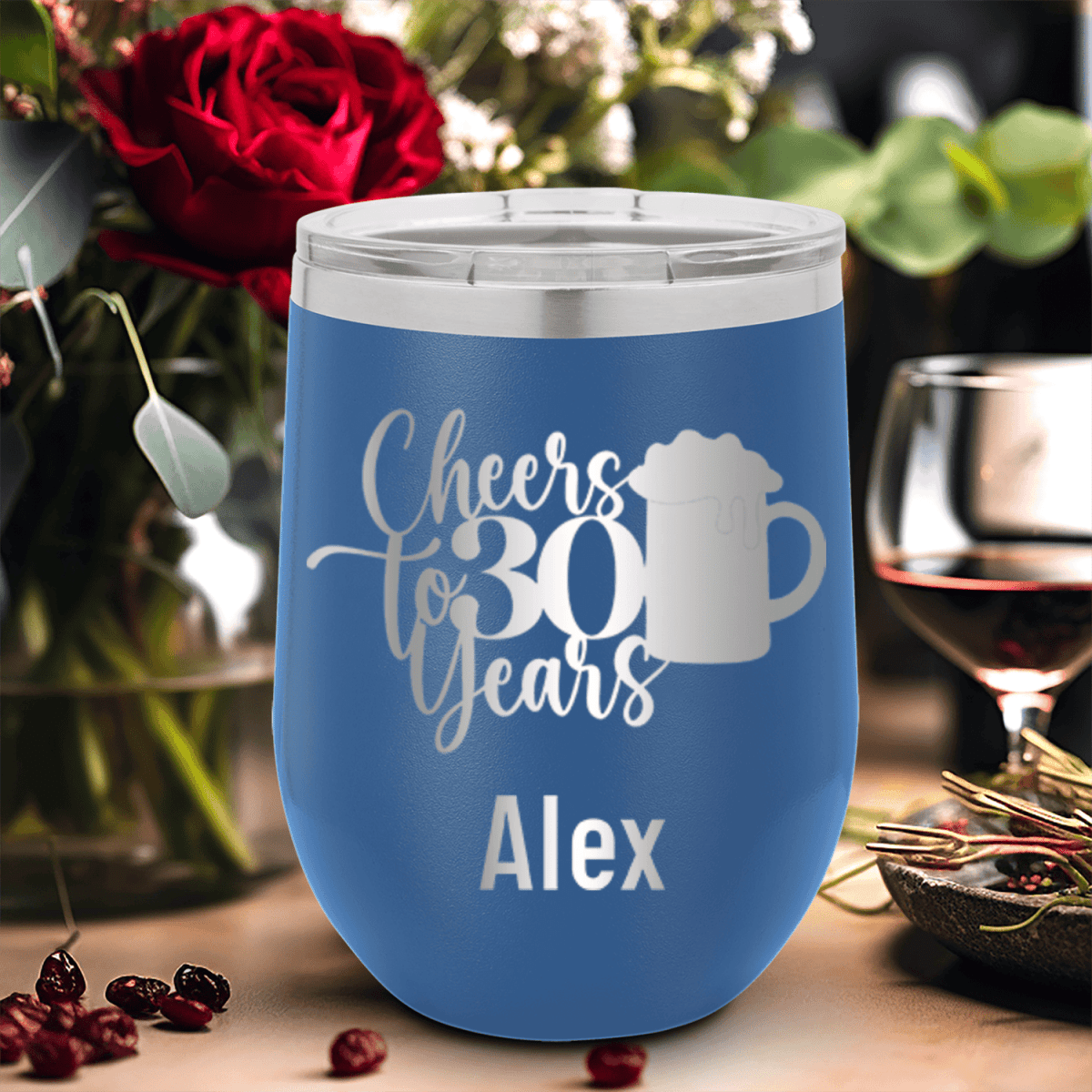 Personalized Cheers To Thirty Beer Wine Tumbler for her, Customized Gifts for Women by Groovy Girl Gifts