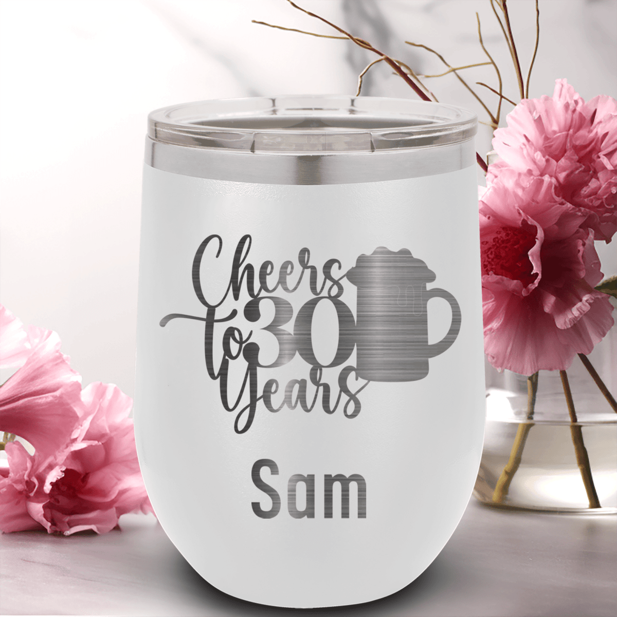 Personalized Cheers To Thirty Beer Wine Tumbler for her, Customized Gifts for Women by Groovy Girl Gifts