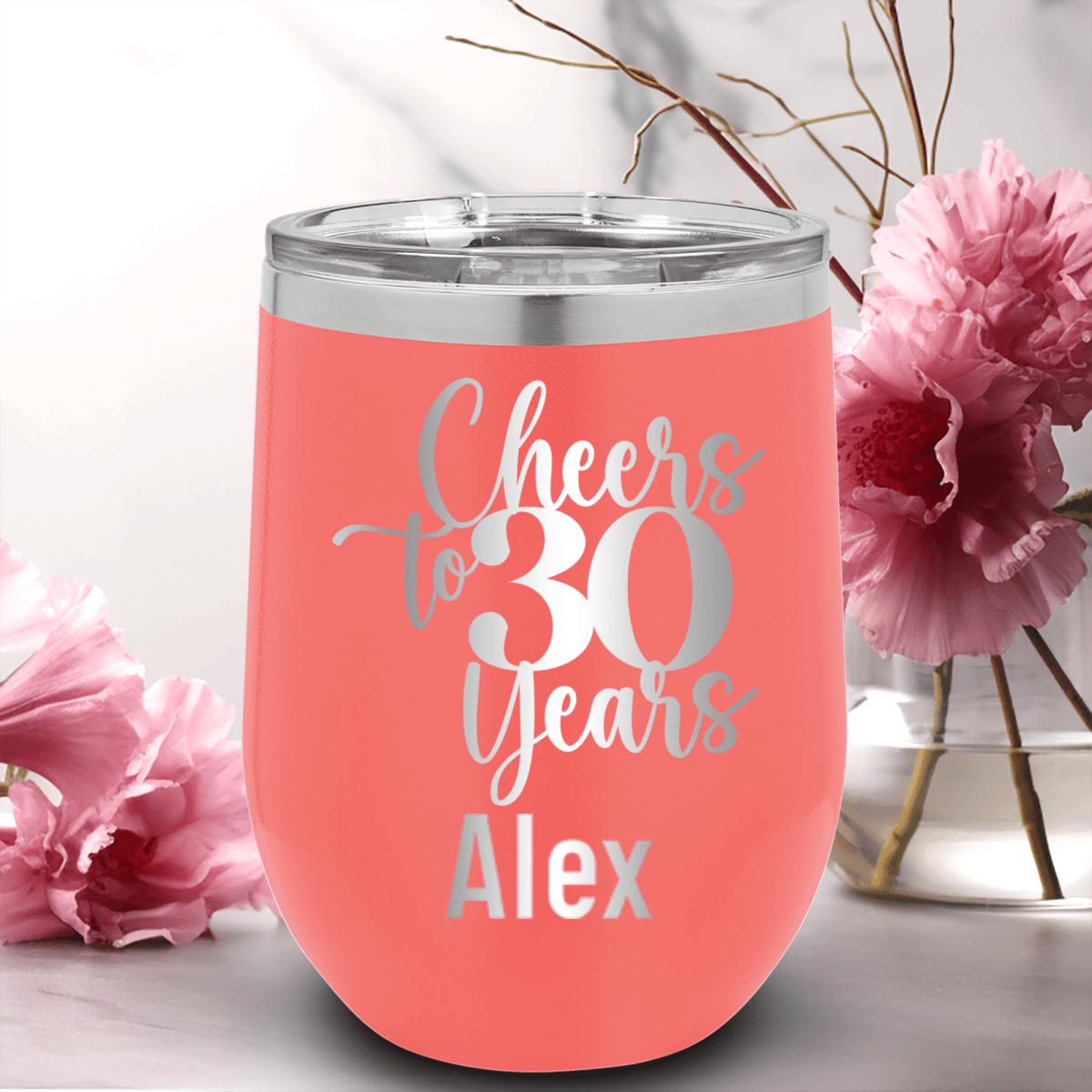 Personalized Cheers To Thirty Years Wine Tumbler for her, Customized Gifts for Women by Groovy Girl Gifts